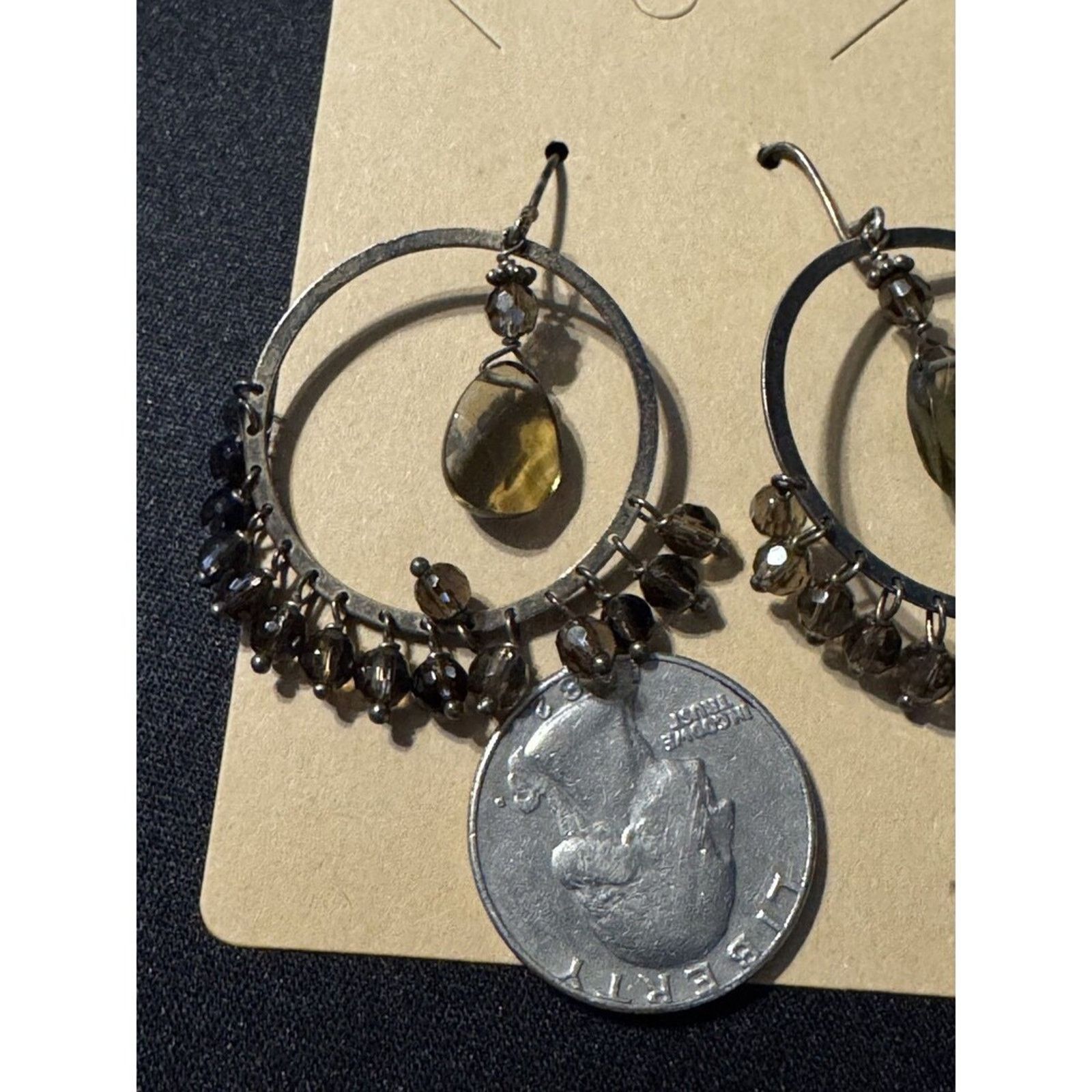 Other Faceted Inside Dangle Glass Hoop Earrings Size ONE SIZE - 3 Thumbnail