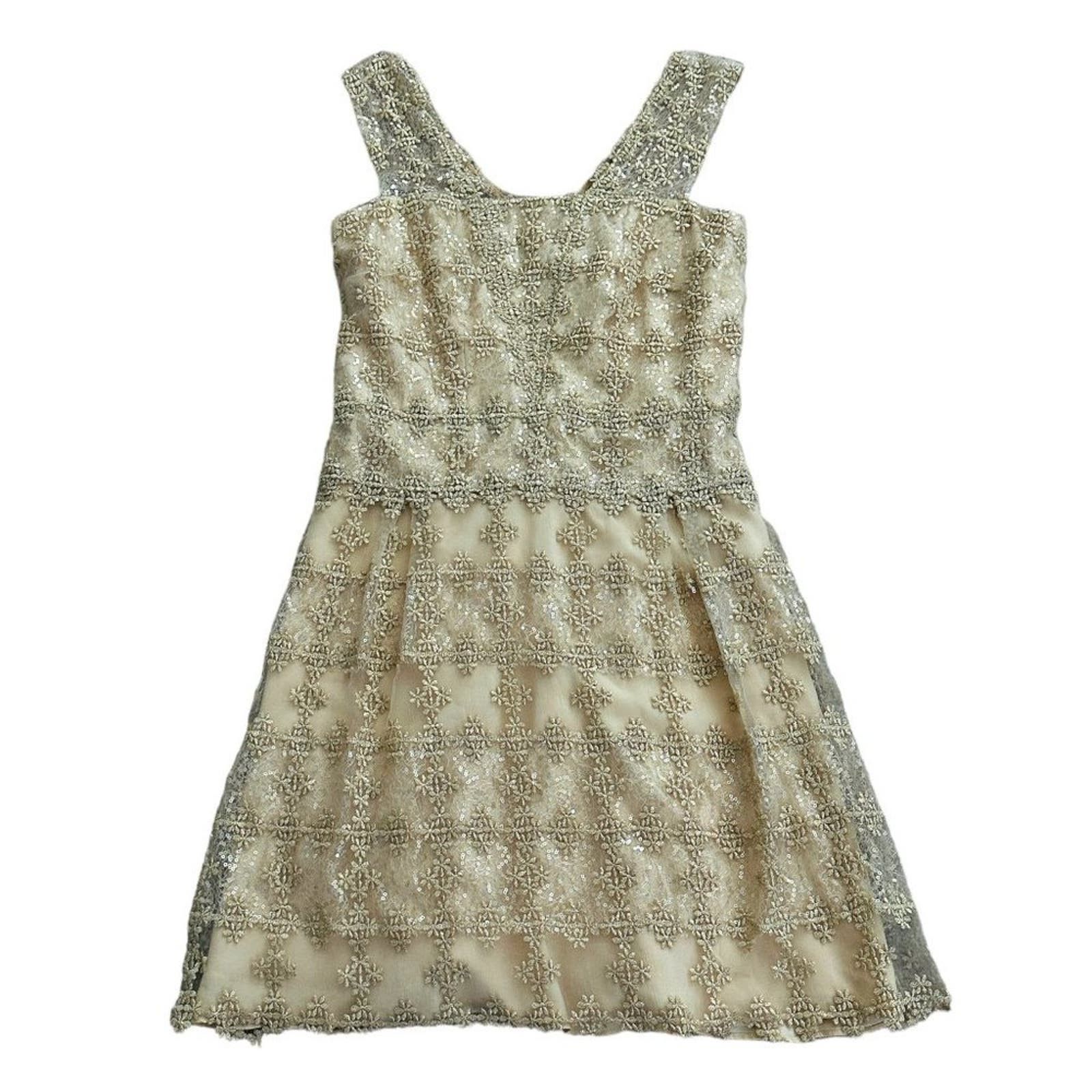 Kay Unger Lace Sequined Cocktail Dress Size 8