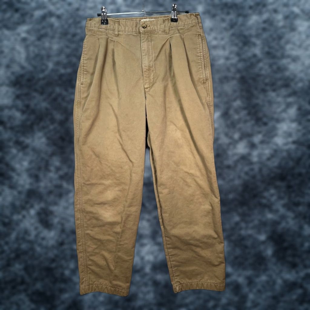 Vintage L.L. Bean Mens Pants Chino Flat Front Lined Fleece Beige Khaki Cotton 30x27 Regular Vintage No (Mens, 30, 27) Size US 30 / EU 46 - 1 Thumbnail