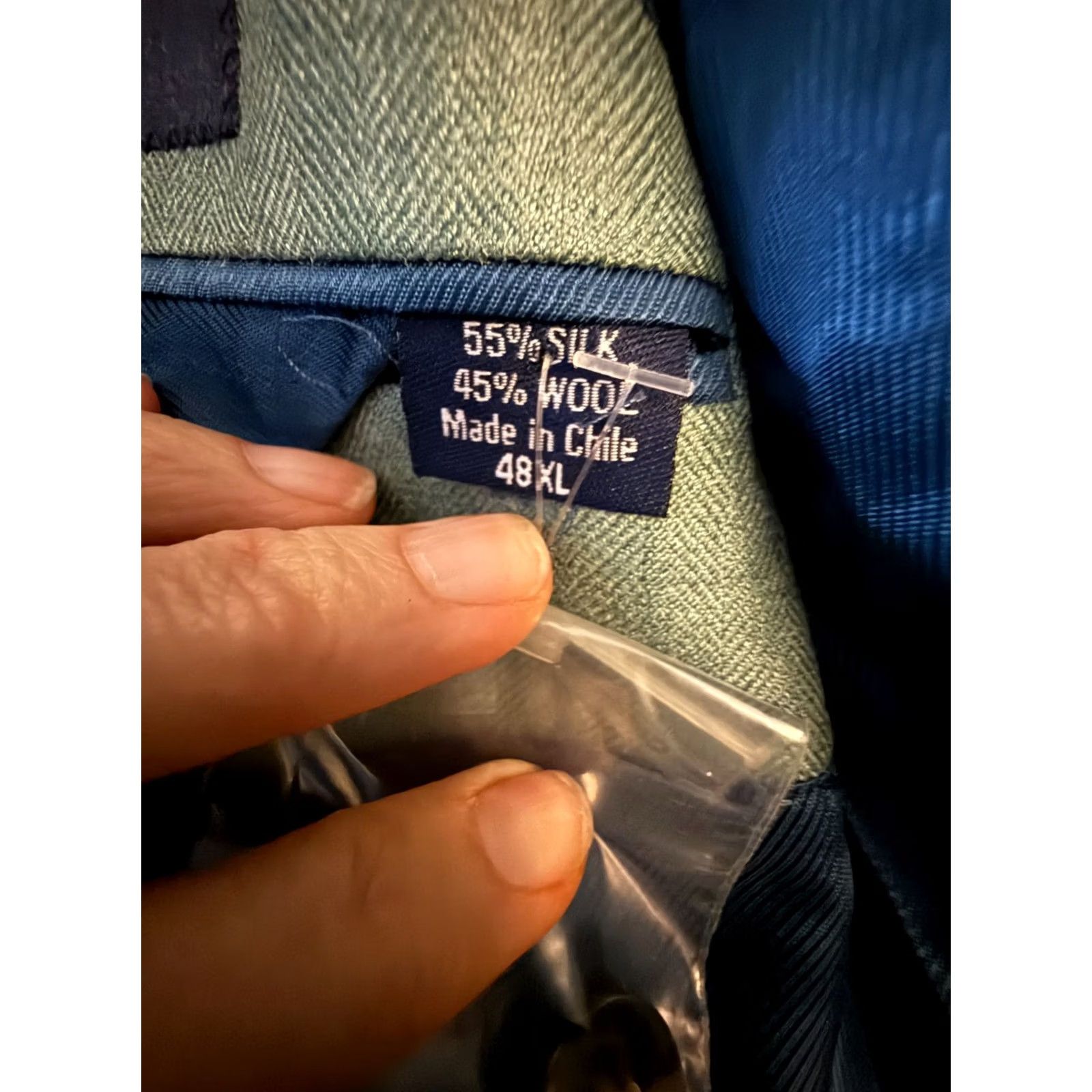 Vintage Paul Fredrick Blazer Sport Coat 48XL Men’s Herringbone Sage Green Silk Wool 2-Button Notch Lapel Long Size 48R - 5 Thumbnail