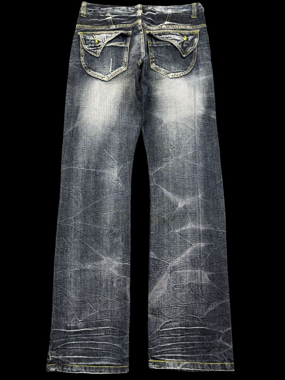 Japanese Brand Blow By Blue Crazy Fades Distressed Mild Denim F815 Size US 33 - 2 Thumbnail