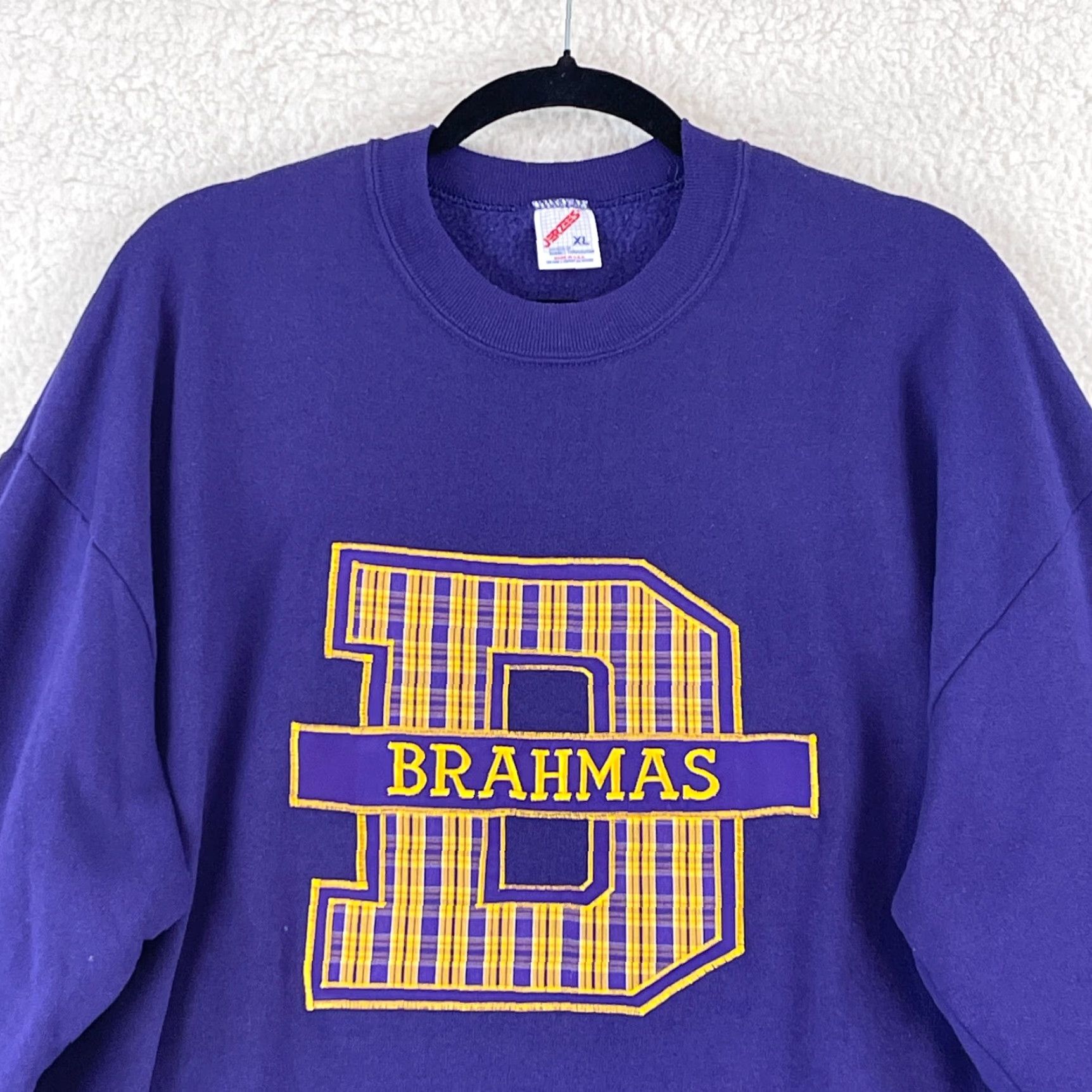 Jerzees Jerzees Sweater Mens XL Purple Embroidered Vintage Crew Neck City 80s 90s College Pullover Shirt Mens Size US XL / EU 56 / 4 - 3 Thumbnail