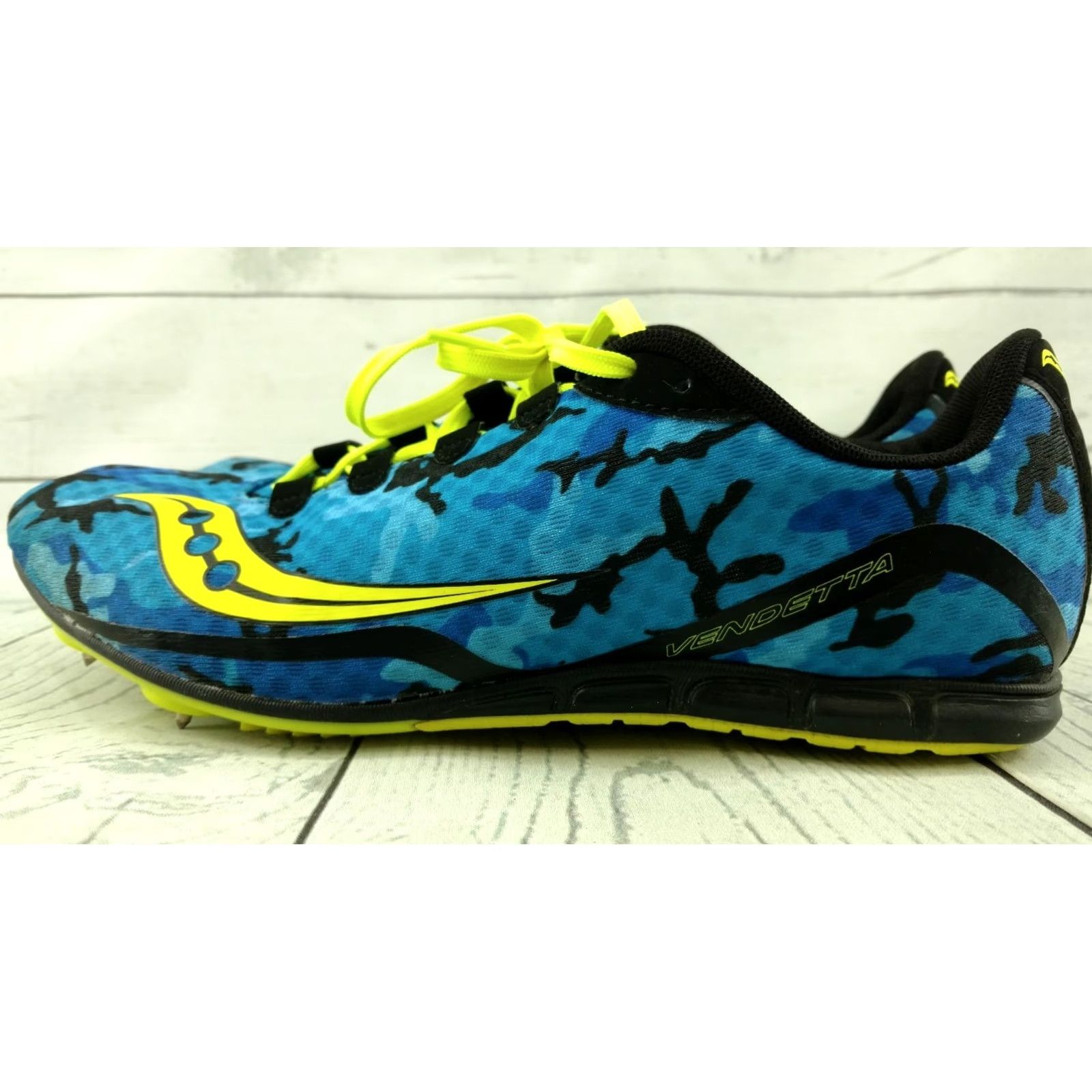 Saucony VINTAGE Saucony Vendetta Running Cleat Men’s Size 9 Blue Camo Pattern Cleats Shoe Size US 9 / EU 42 - 4 Thumbnail