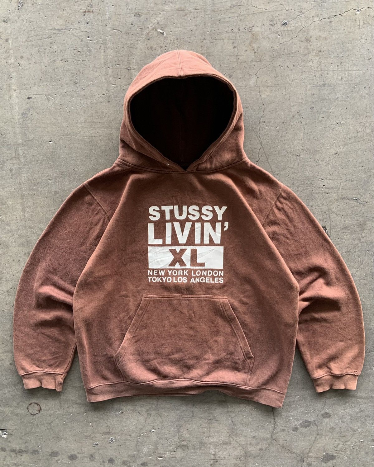 image of Stussy Livin’ Dark Brown Travis Scott Hoodie, Men's (Size Medium)