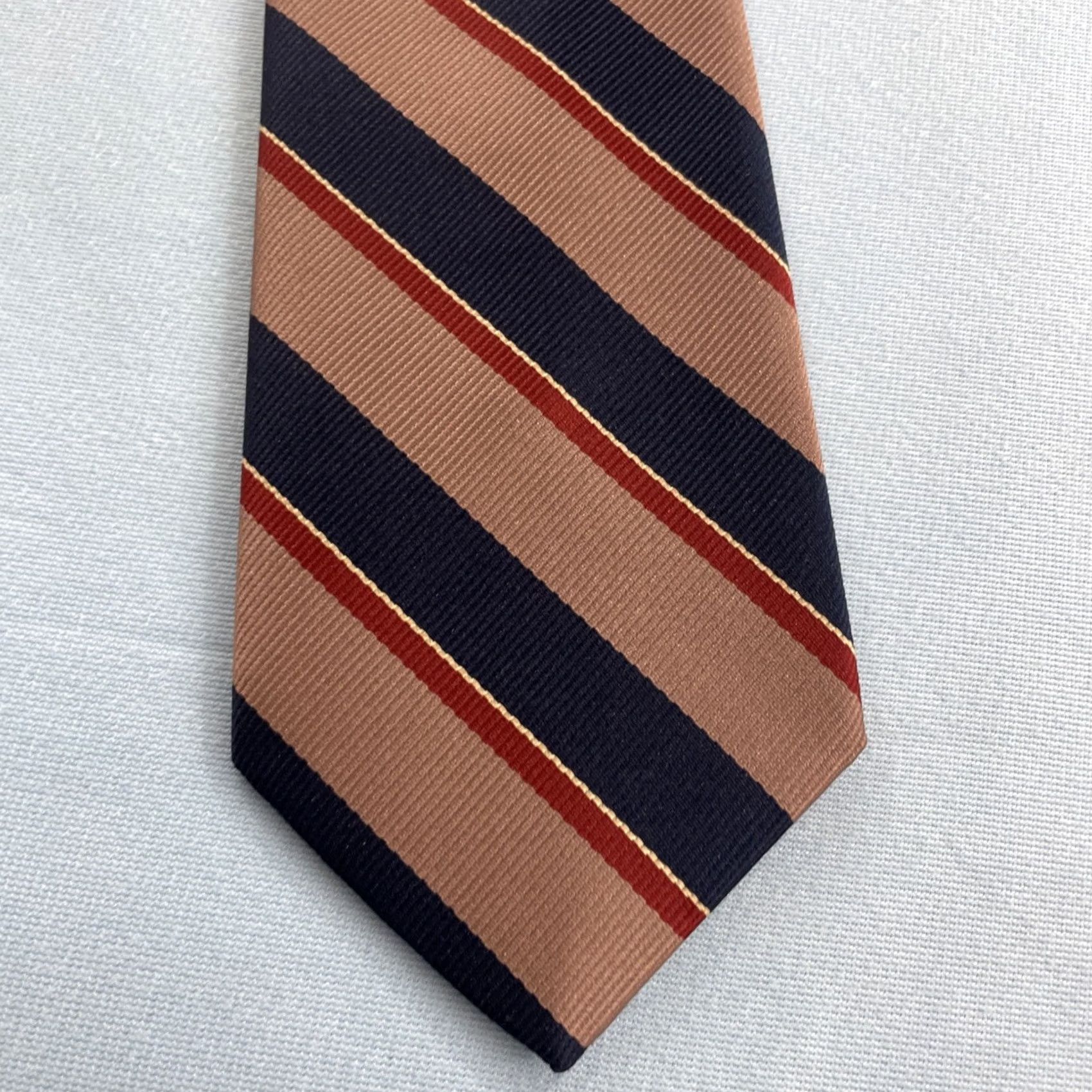 Vintage vtg Angelo Correlli Repp Tie Men Brown Blue Red Stripe Italy Capsule 3x56 Cap 60s 70s Adjustable Handmade Polyester Vintage Surrey Mens Size ONE SIZE - 5 Thumbnail