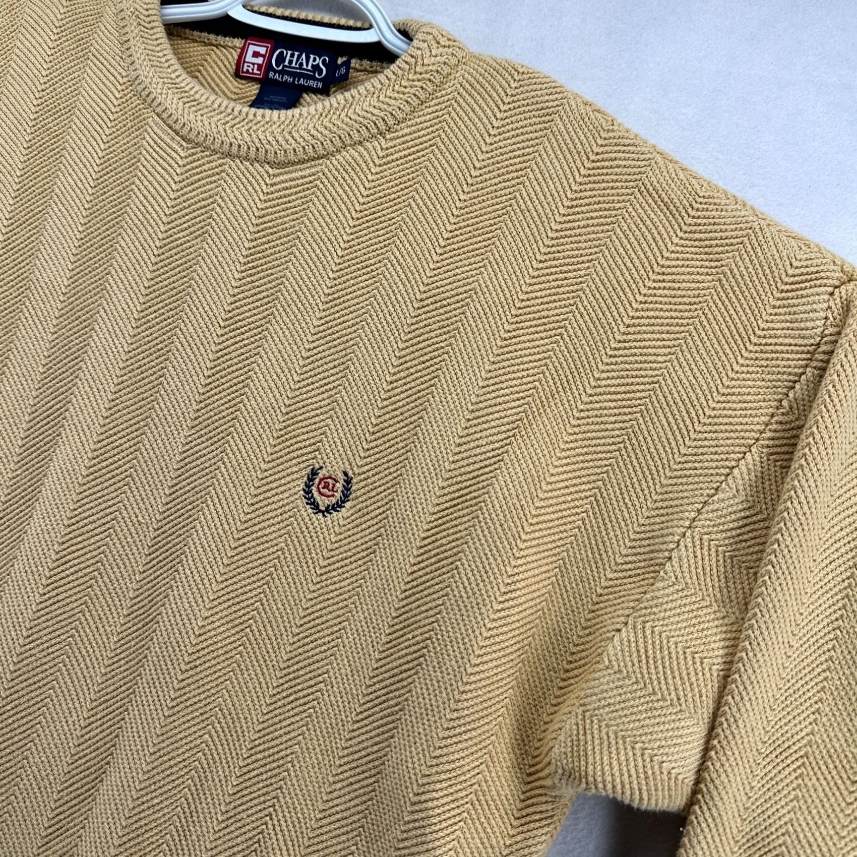 Chaps Chaps Ralph Lauren Pullover Sweater Yellow Men's L Long Sleeve Knit Crew Neck Casual Winter Classic Comfort Knit L Mens Size US L / EU 52-54 / 3 - 4 Thumbnail