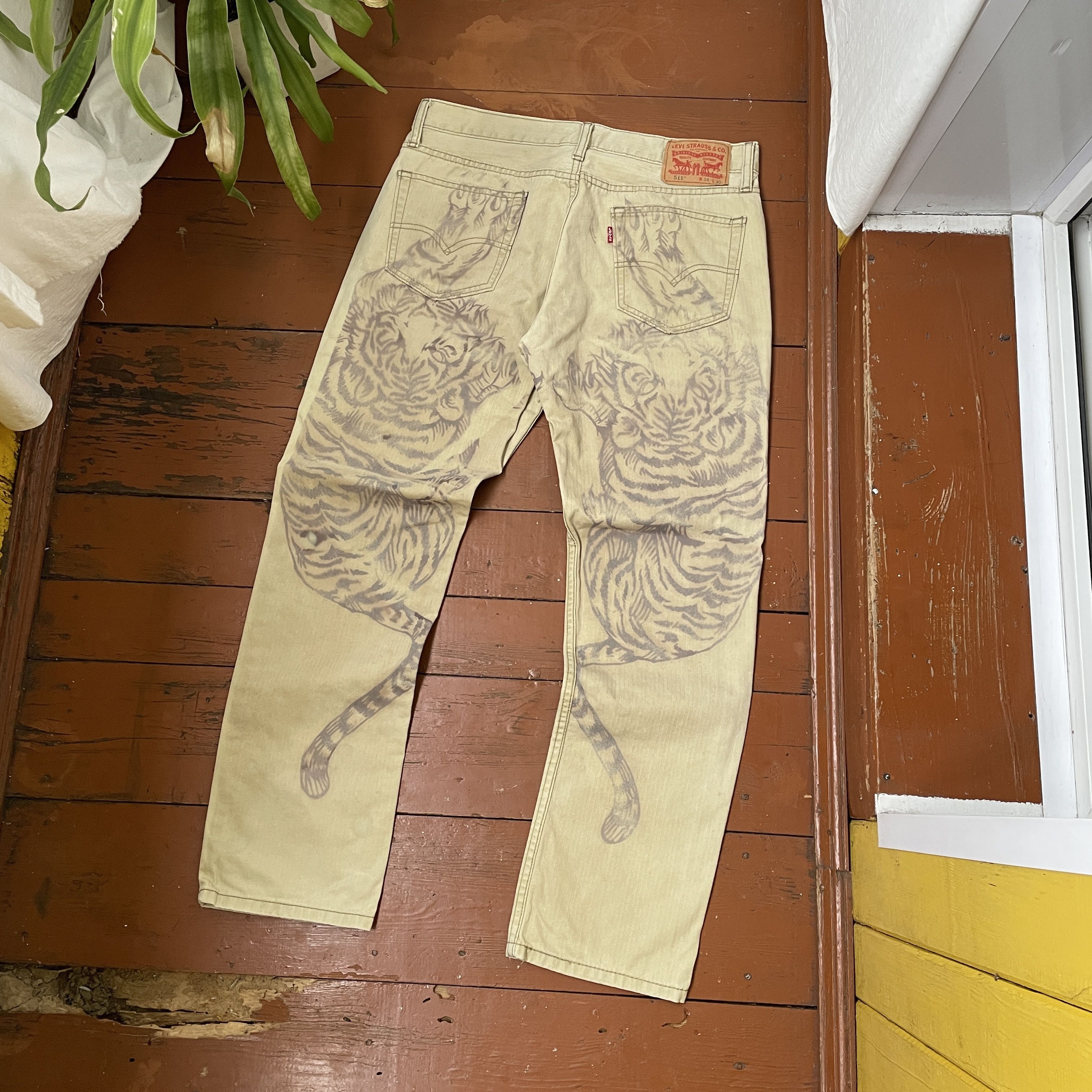 Levi's Levi's Custom Pants Tiger y2k opium animal Art 1of1 Rare Size US 34 / EU 50 - 3 Thumbnail