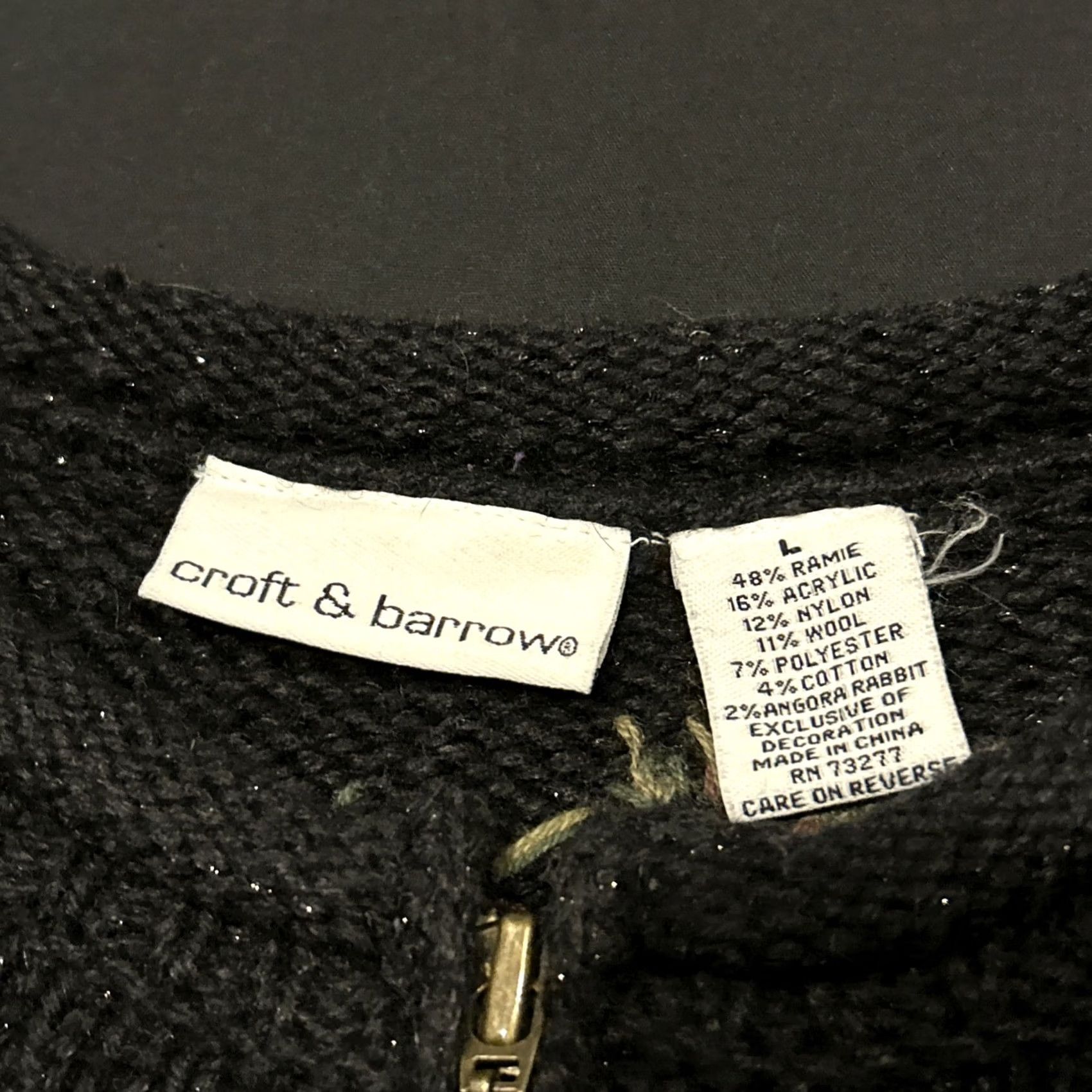 Vintage Vintage Christmas Cardigan - Black Ramie Sleeve Long - L Size L / US 10 / IT 46 - 3 Thumbnail