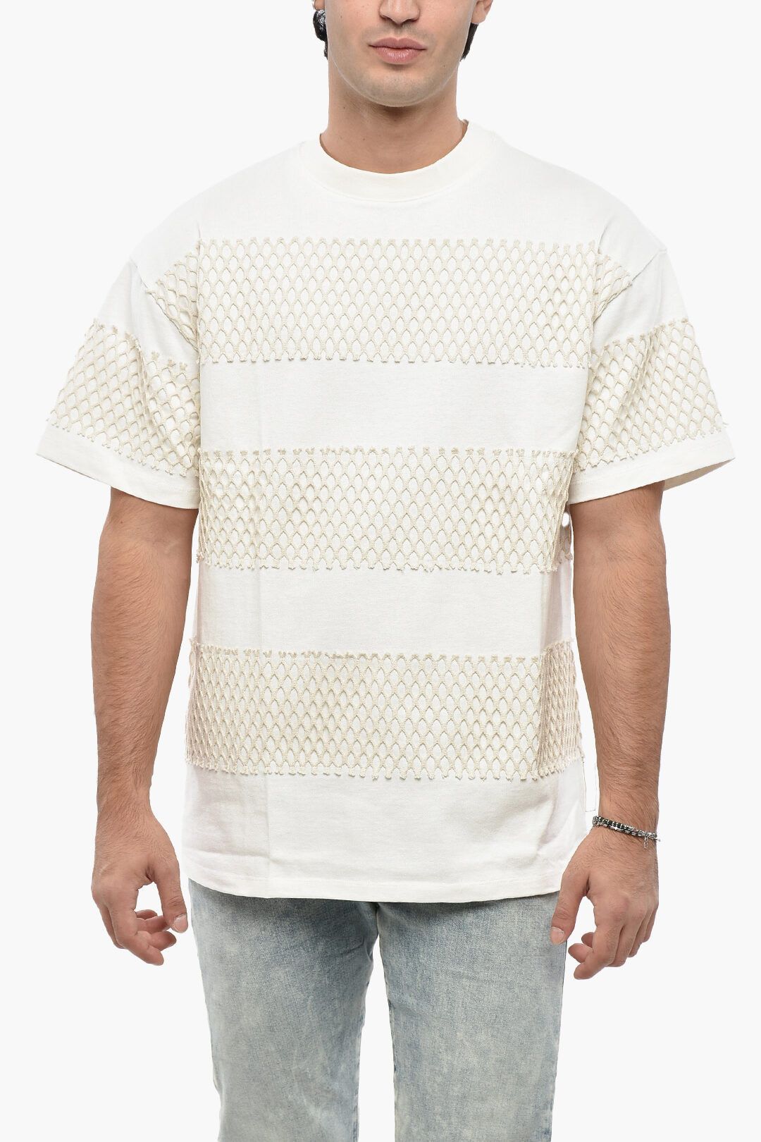 MSGM og1mm1125 Crewneck Cotton Jersey T-Shirt in White Size US M / EU 48-50 / 2 - 1 Thumbnail