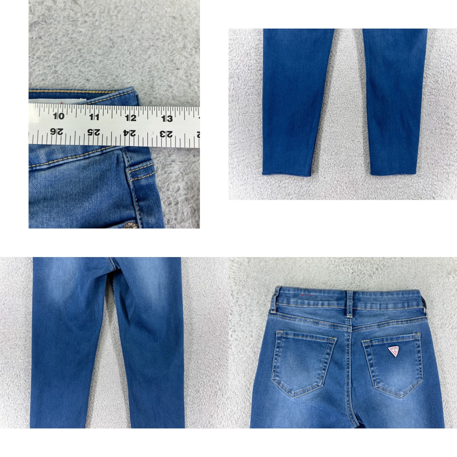 Guess Bullhead Jeans Juniors 22 Blue Denim High Waist Skinny 5-Pocket Distressed Comfort Stretch Vintage No Size 40" / US 18 - 9 Thumbnail