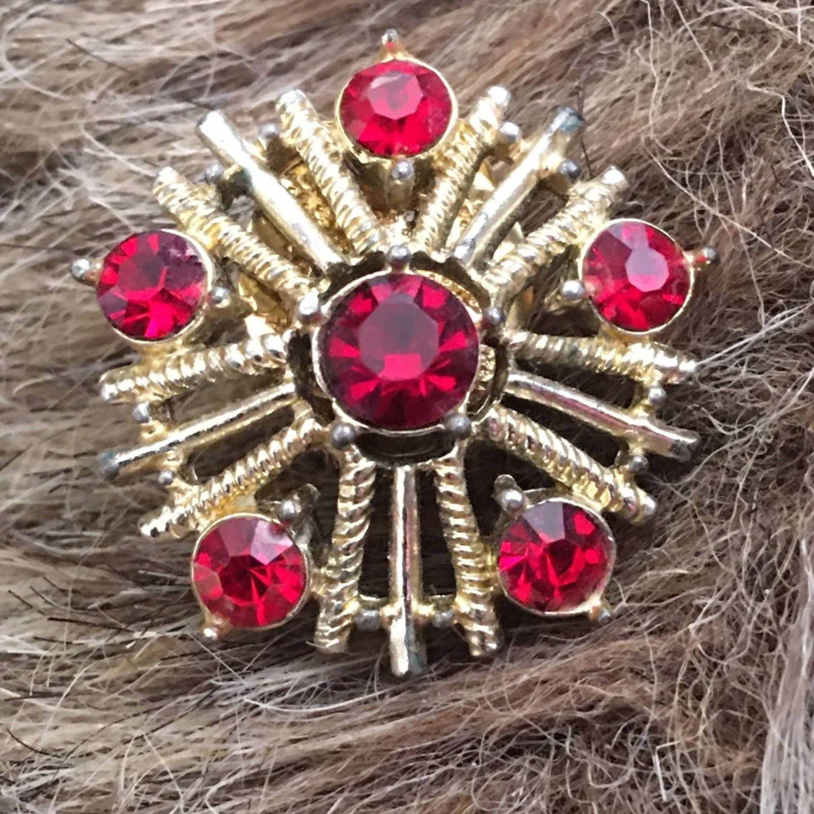 Vintage Vintage gold & red stone starburst earrings Size ONE SIZE - 5 Thumbnail