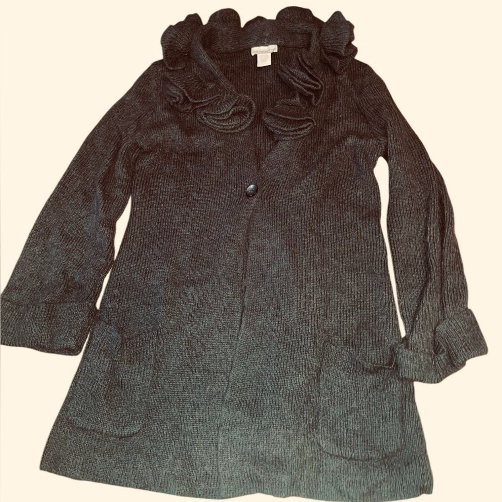 The Unbranded Brand Soft Surroundings 1 button rosette alpaca blend cardigan, M Size M / US 6-8 / IT 42-44 - 1 Thumbnail