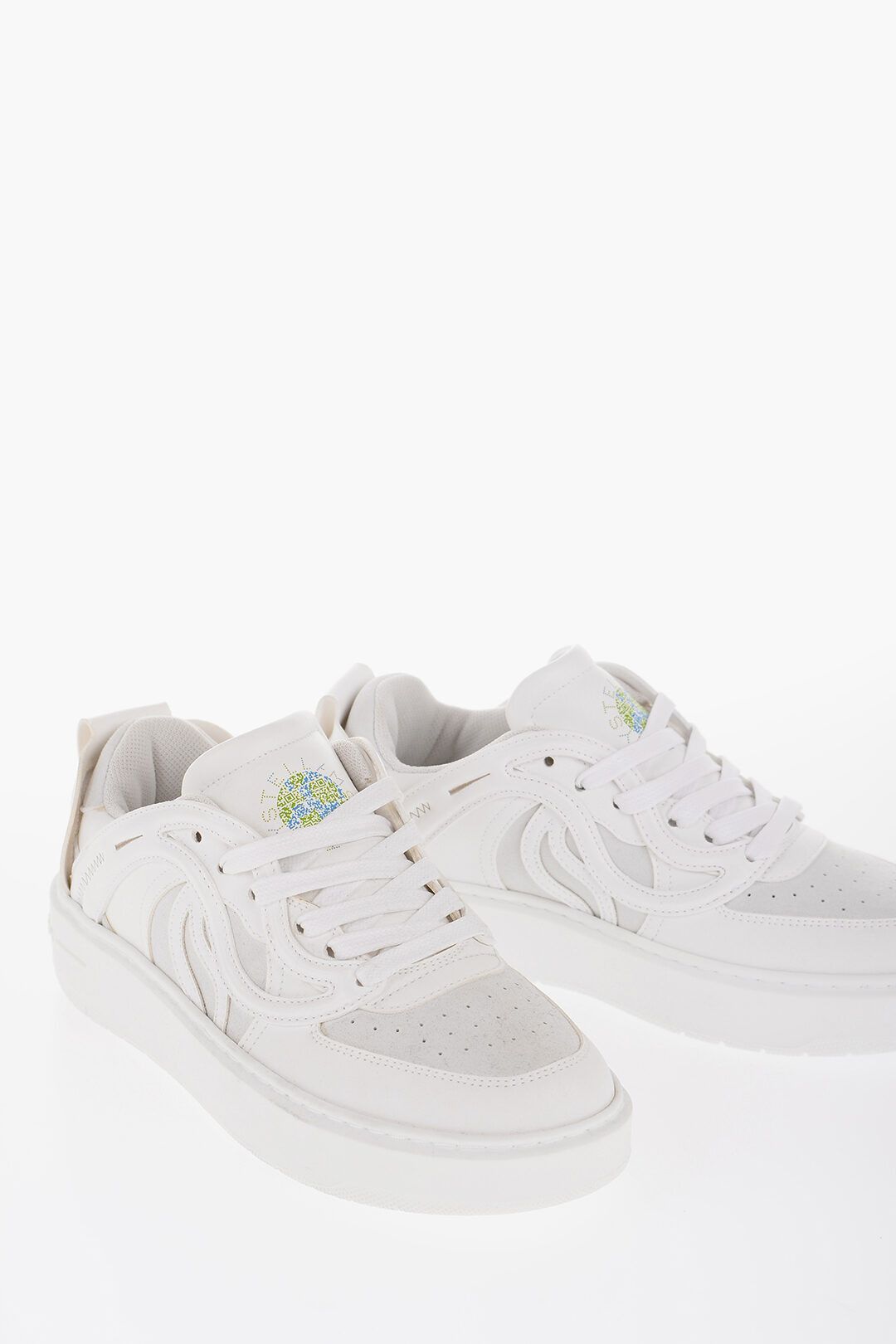 Stella McCartney og1mm0824 Leather Wave Low-Top Sneakers in White Size US 8 / IT 38 - 2 Thumbnail