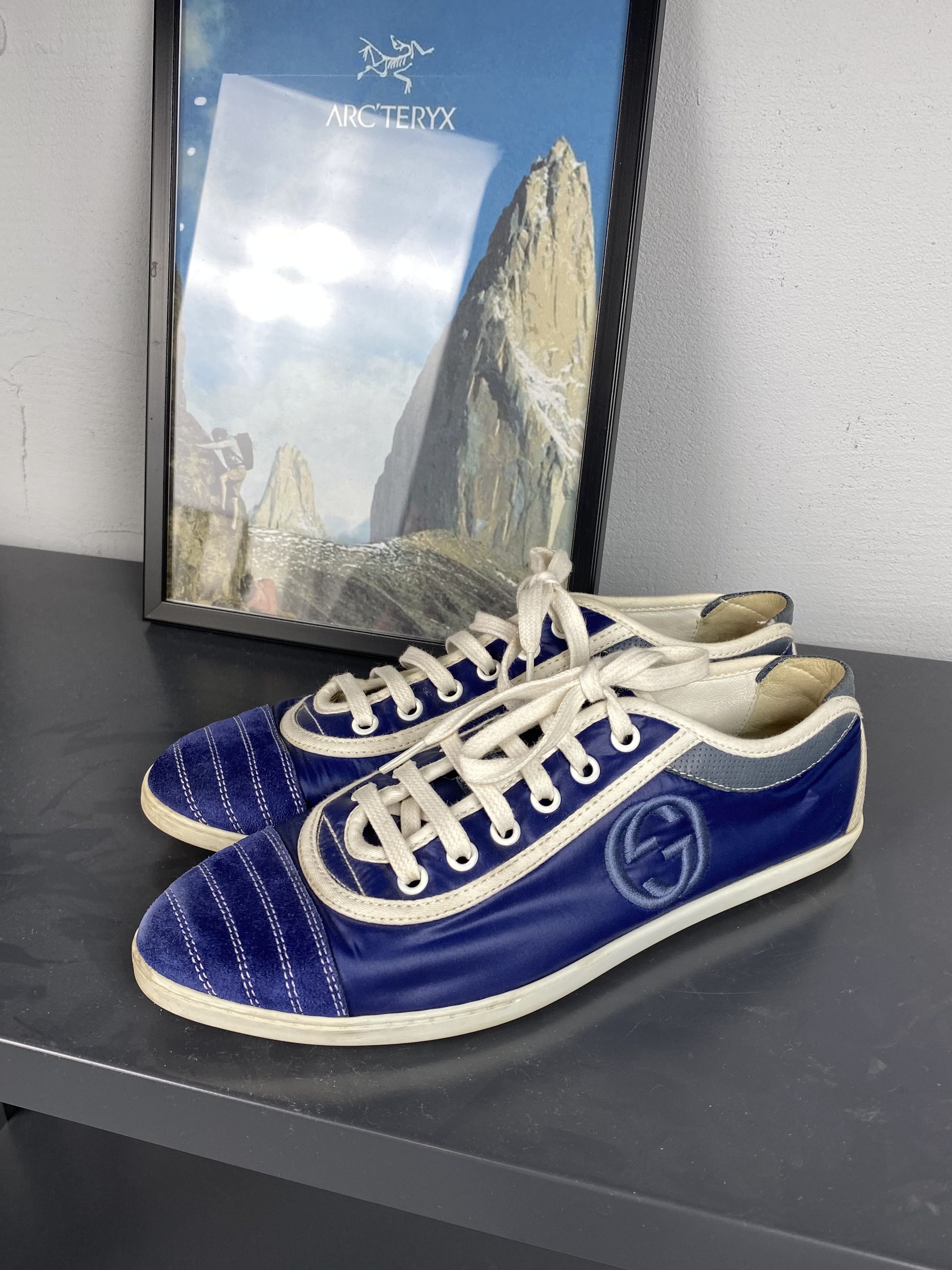 Designer × Gucci × Vintage Gucci Interlocking G’s Vintage Low Tops Nylon Blue Size US 7 / IT 37 - 1 Thumbnail