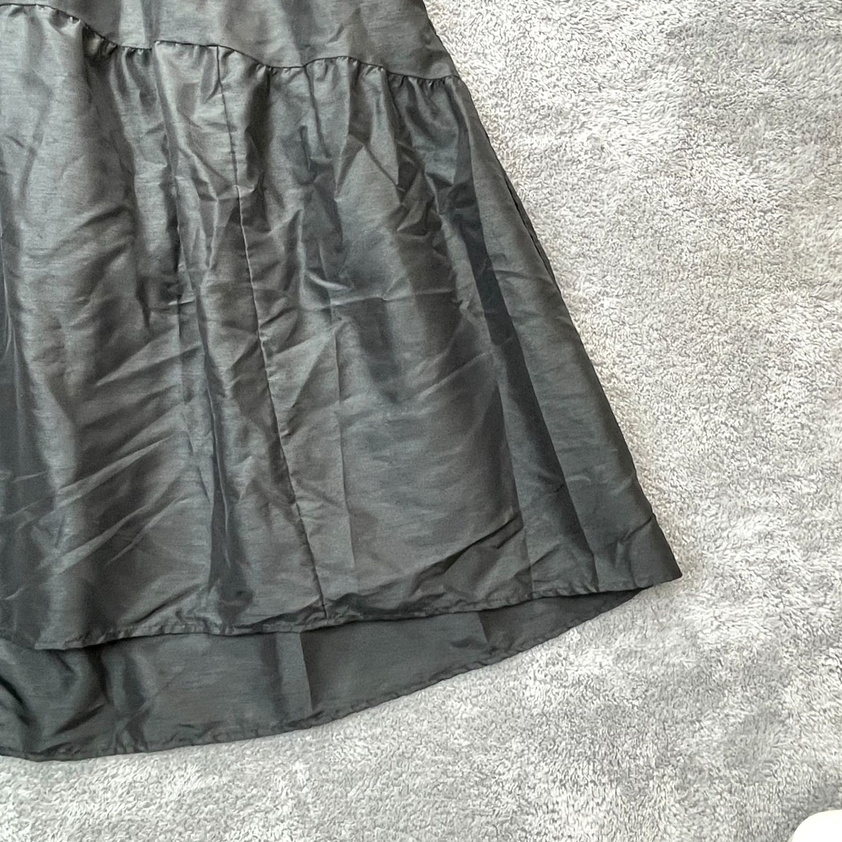 Vintage Kika Vargas Dress Womens XL Plus Black Fit & Flare Puff Sleeve Tiered Ruffle Short Sleeve V-Neck Size XL / US 12-14 / IT 48-50 - 2 Thumbnail