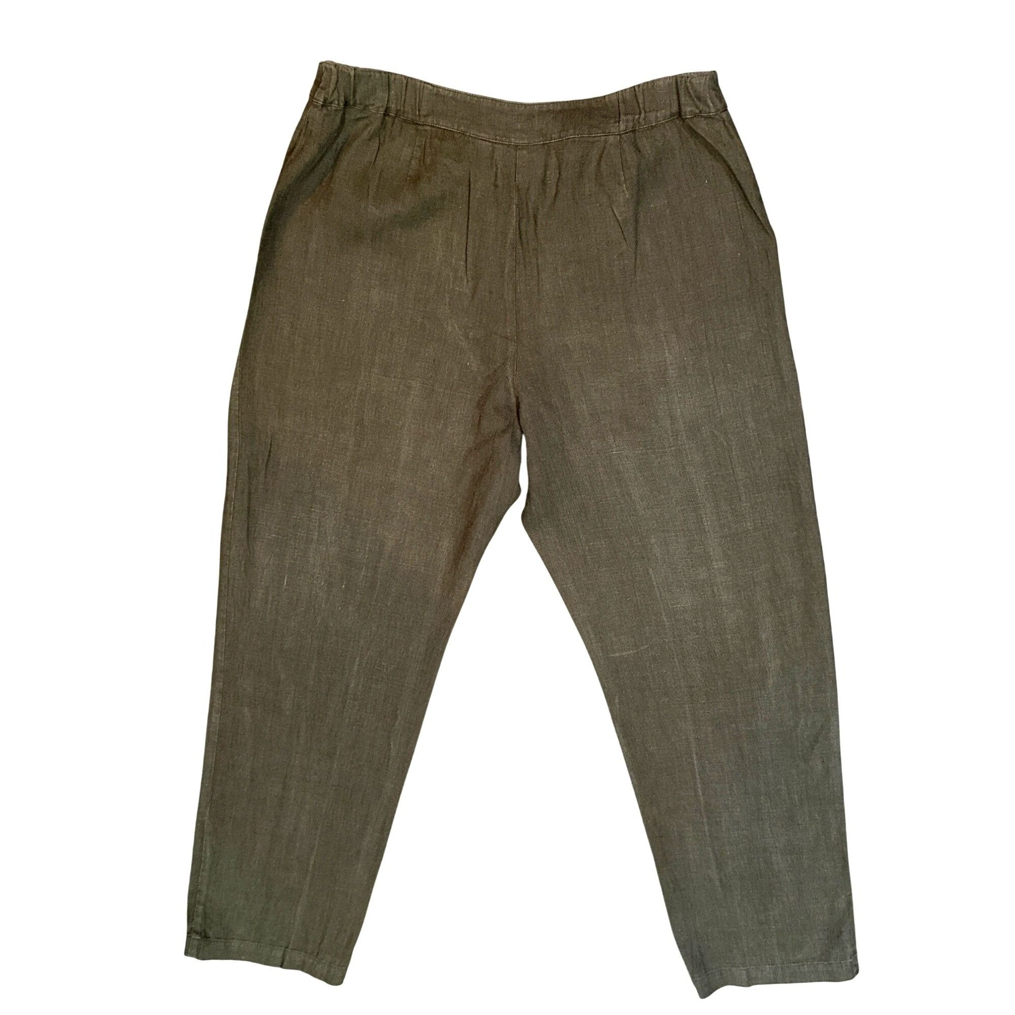 Chicos Chicos Design Vintage Linen Pants Olive Green Straight Leg H Size 26" / US 2 / IT 38 - 2 Thumbnail
