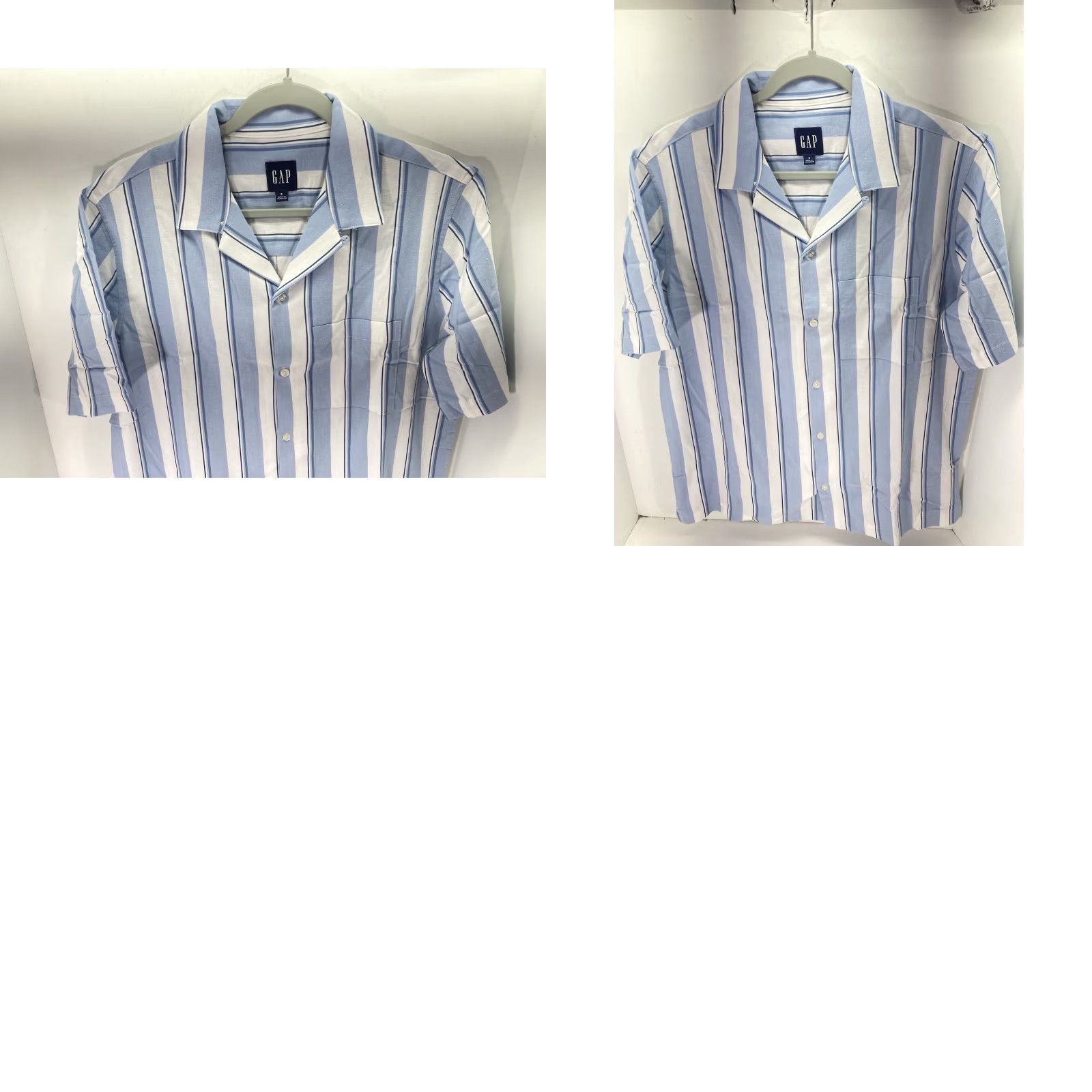 Gap VINTAGE Gap Linen Camp Shirt Men S Blue Stripe Button Linen Blend Casual NWT Shirt Size US S / EU 44-46 / 1 - 9 Thumbnail
