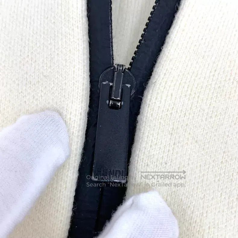 Fendi Fendi Beige Side Logo Striped Wool Zip-Up Hooded Long Slee Size US M / EU 48-50 / 2 - 7 Thumbnail