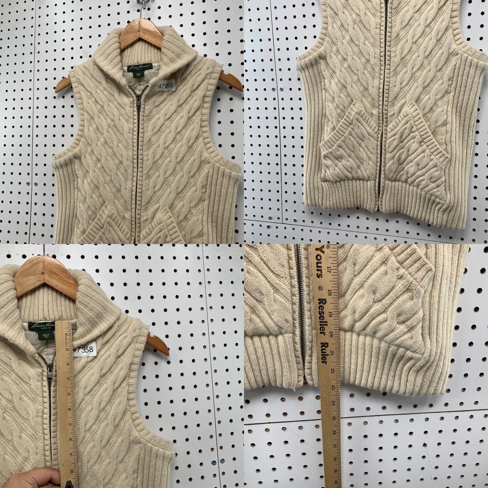 Eddie Bauer Eddie Bauer Wool Vest Jacket Womens Medium Beige Cable Knit Insulated Cozy Vest Size M / US 6-8 / IT 42-44 - 8 Thumbnail