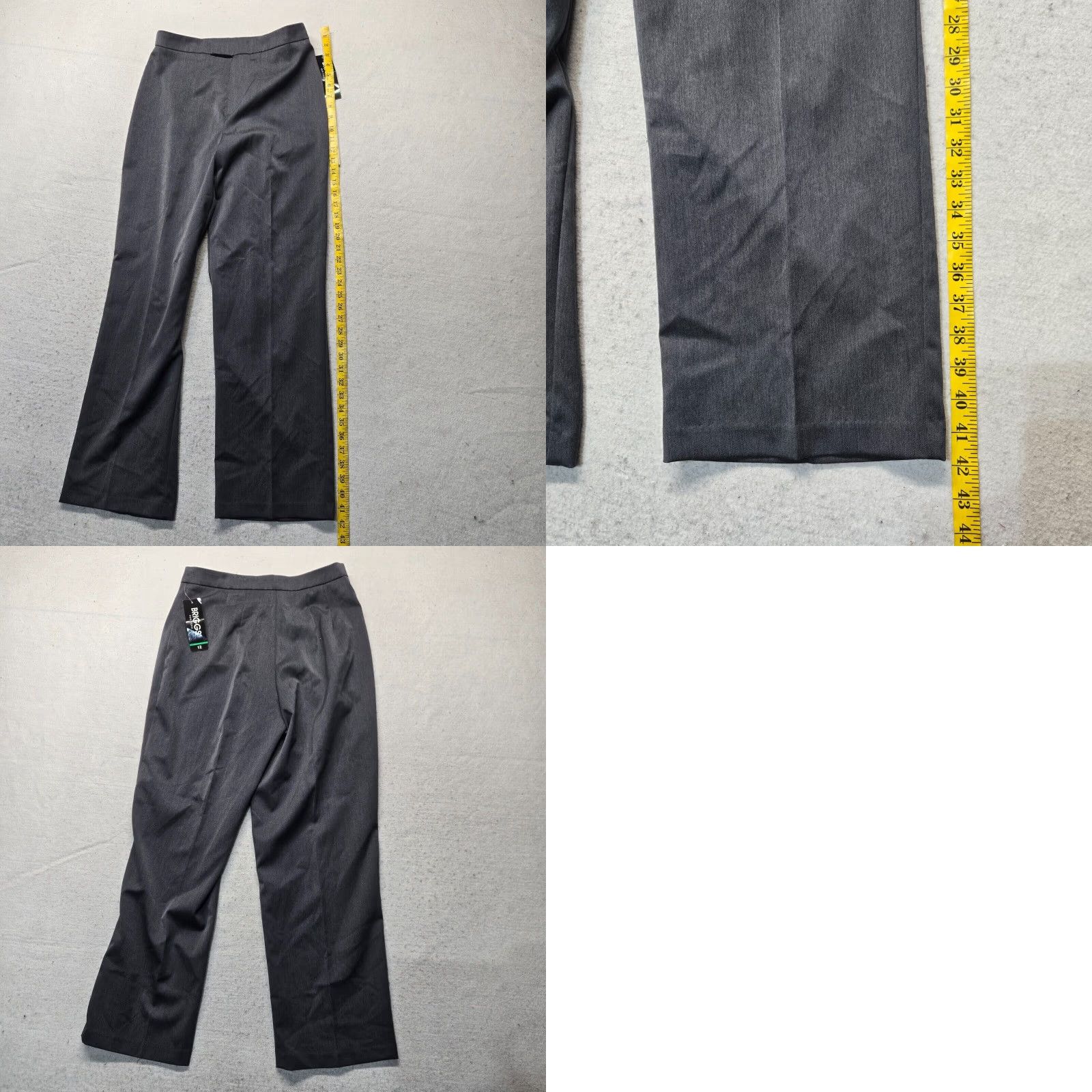 Vintage BRIGGS NEW YORK Pants Women Wide Leg Gray Stretch Flat Front High Waist Slacks 12 Size 34" / US 12 / IT 48 - 8 Thumbnail