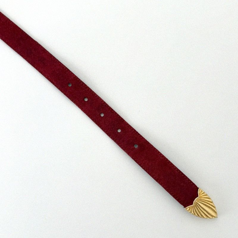 Balenciaga Balenciaga Red Suede Leather Belt Gold Buckle Size ONE SIZE - 8 Thumbnail