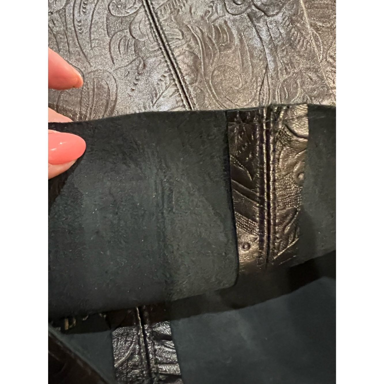 Other Poleci Embossed Leather Pants Black Low Rise Straight Leg Size 27" / US 4 / IT 40 - 7 Thumbnail