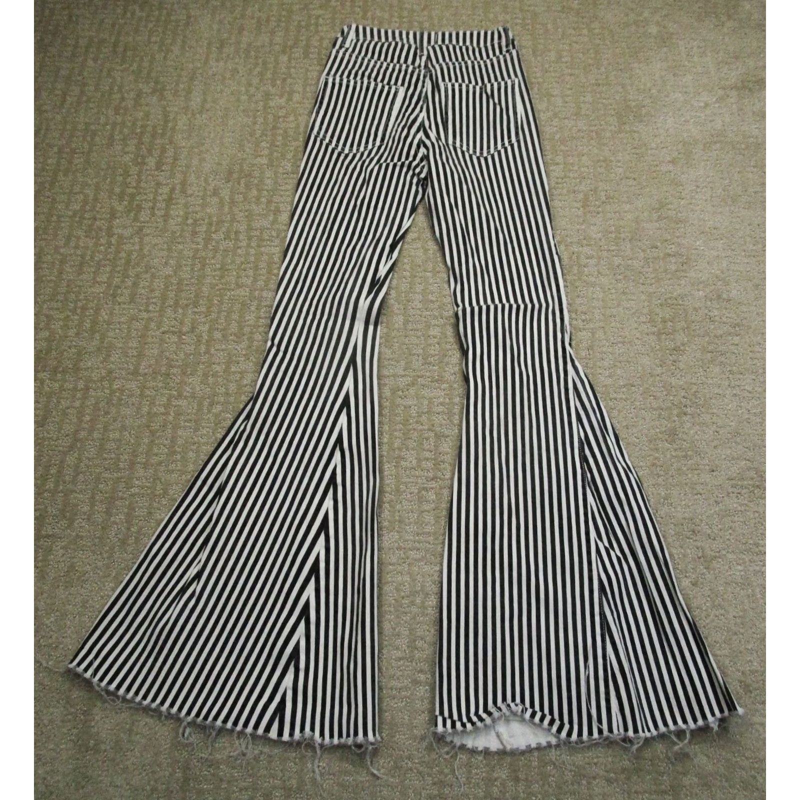 Paige Paige Jeans Women Bell Bottom Flared High Rise Black Pinstripe 5-Pocket Denim XS-S/Small Regular Rise Bellbottoms Womens Jeans Size 28" / US 6 / IT 42 - 3 Thumbnail