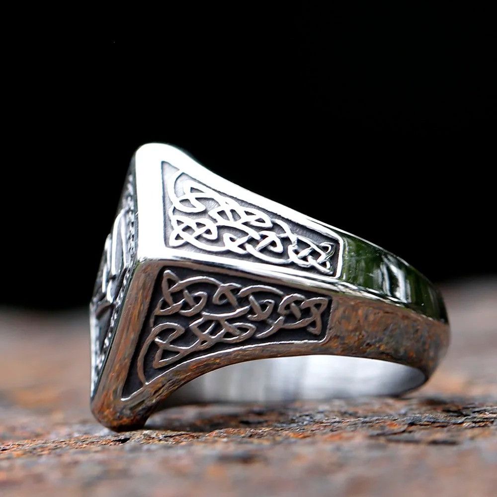 Jewelry Viking Valknut Amulet Ring Streetwear Jewelry Fashion Gift Size ONE SIZE - 2 Thumbnail