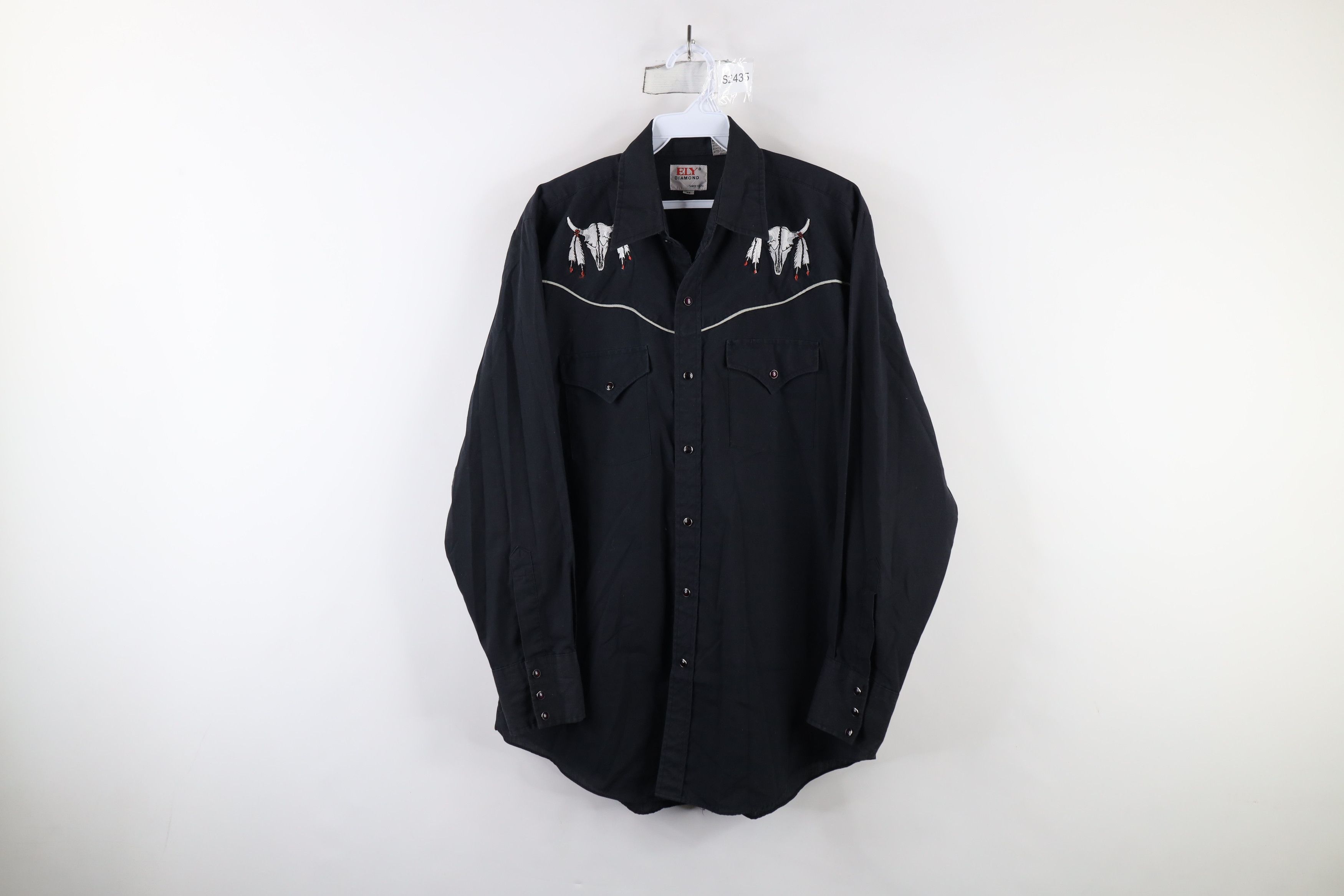 Vintage Vintage 90s Rockabilly Skull Feather Snap Button Shirt Size US M / EU 48-50 / 2 - 1 Thumbnail