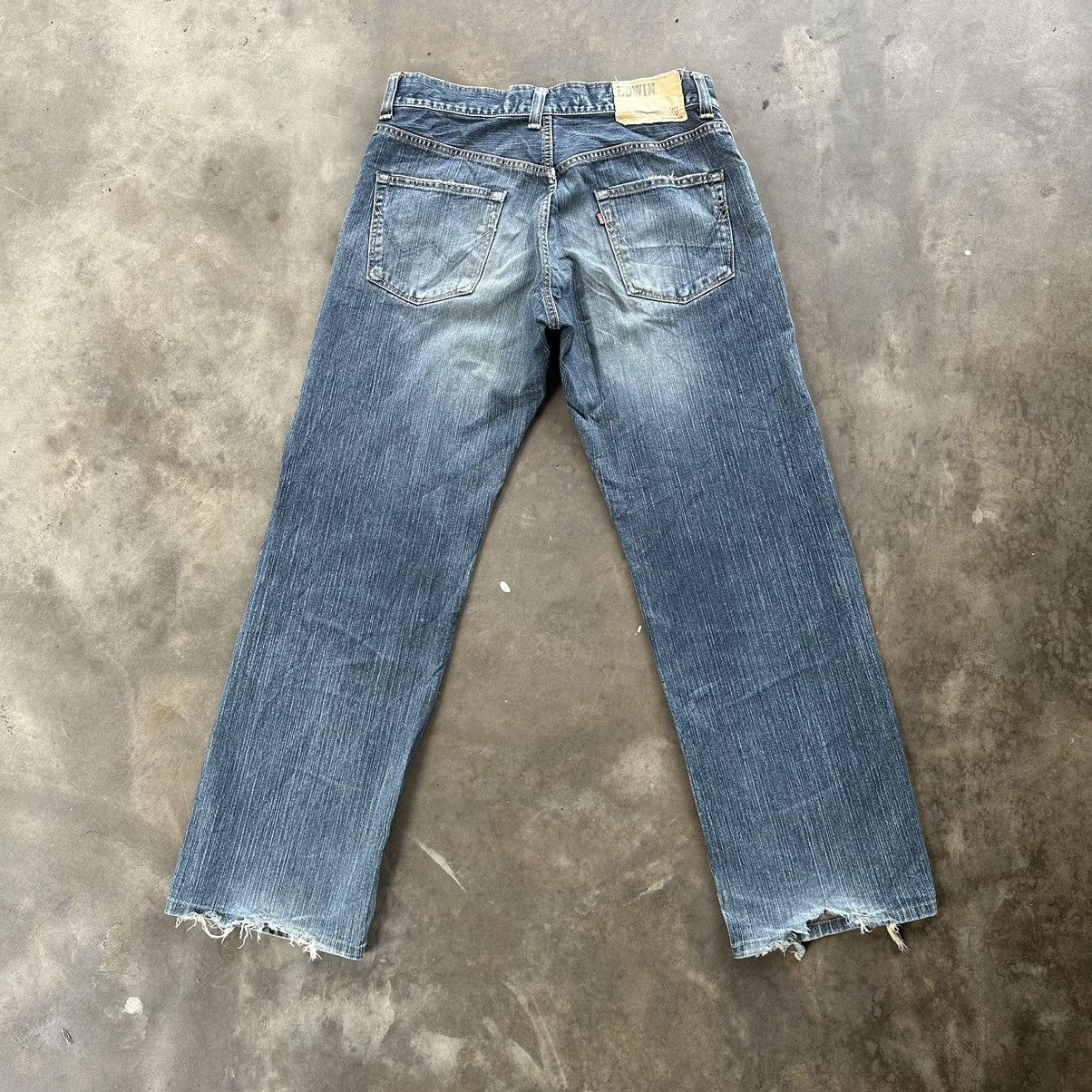 Japanese Brand Vintage Edwin Distressed Faded Denim Jean Pant W34 Size US 34 / EU 50 - 9 Thumbnail