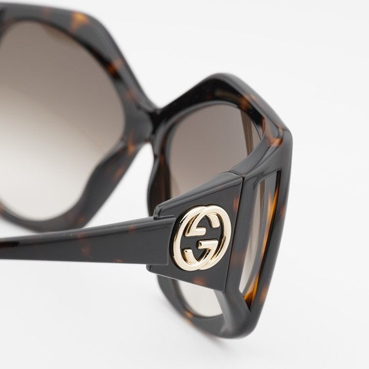 Gucci Gucci GG0875S 002 Sunglasses Havana Square Frame Size ONE SIZE - 7 Thumbnail