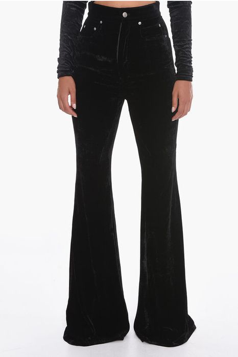 Rick Owens STROBE Velvet Flared Trousers | Grailed