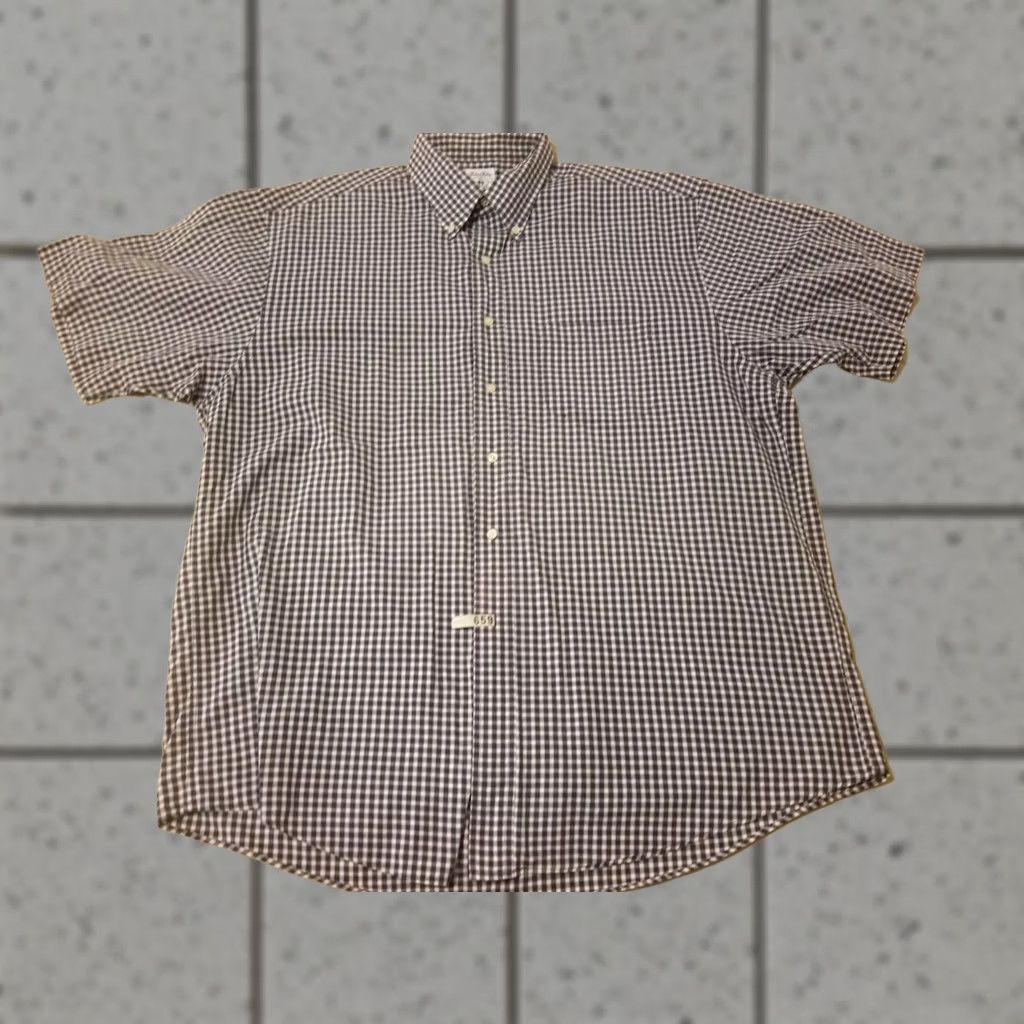Brooks Brothers Brooks Brothers Shirt Button Cotton Short Sleeve L Large Navy Blue Mens Size 42R - 1 Thumbnail
