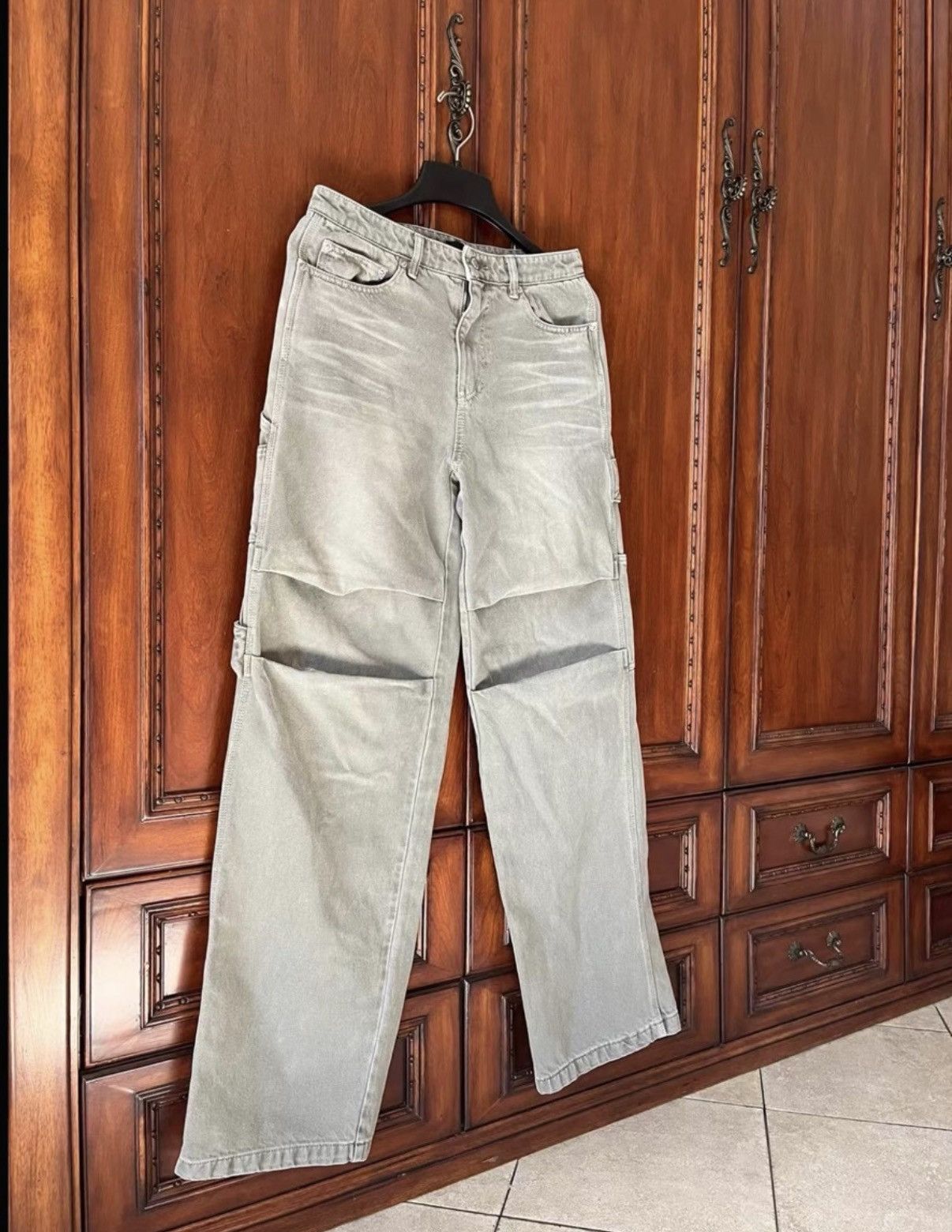 WE11DONE We11done Khaki Wide-Leg Denim Jeans J40 Size US 34 / EU 50 - 1 Thumbnail