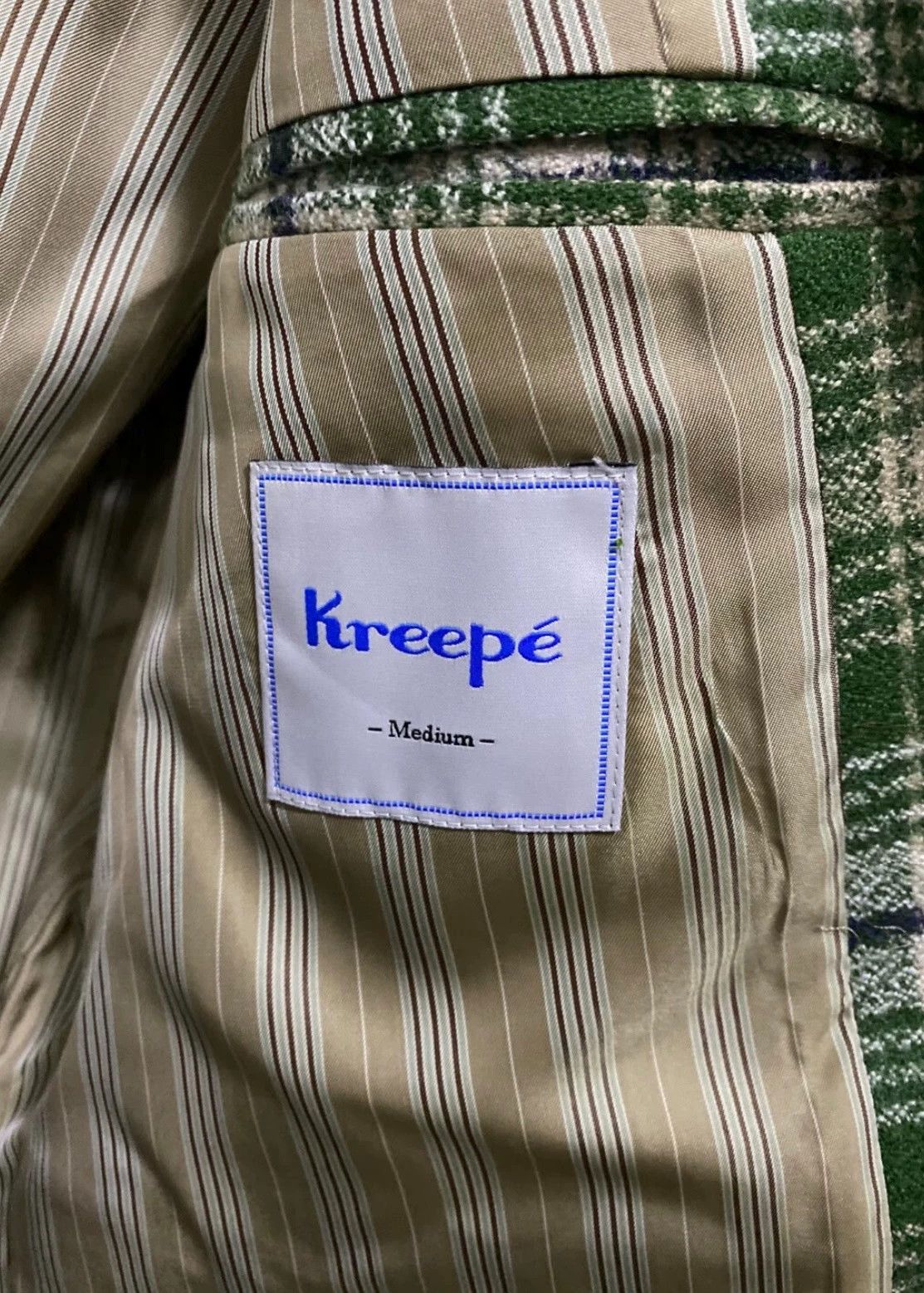 Other kreepé green check collarless tassel Japan jacket Size US M / EU 48-50 / 2 - 3 Thumbnail