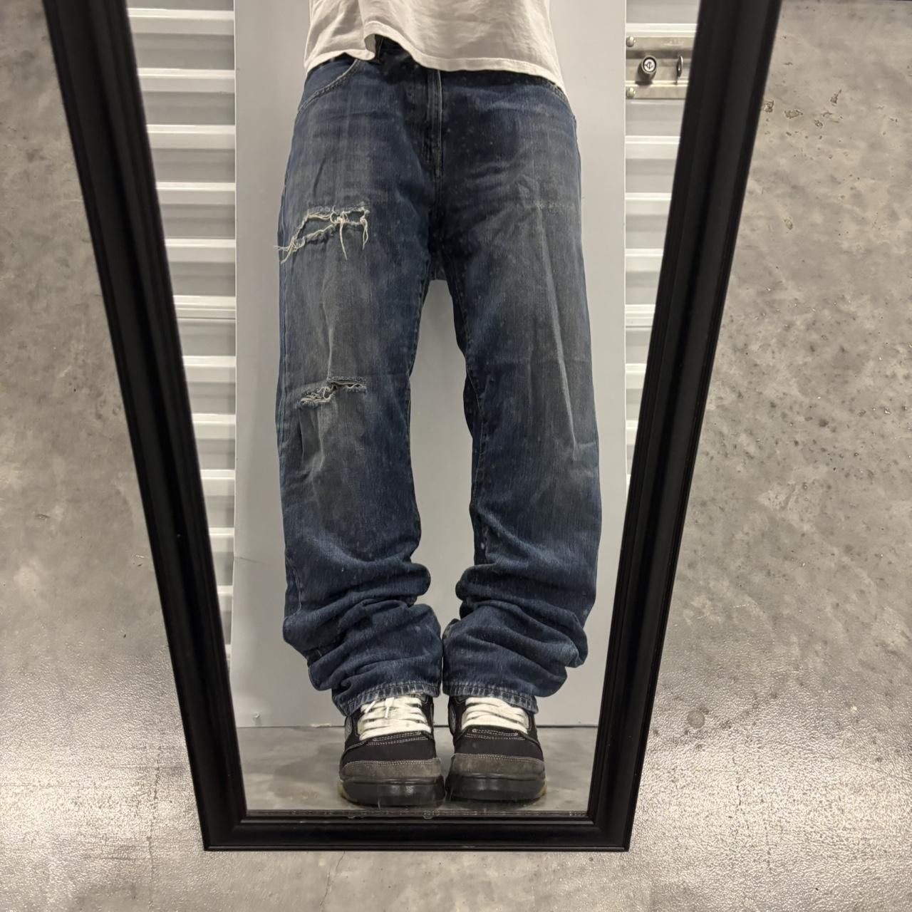 Polo Ralph Lauren × Vintage Crazy Vintage Y2K/2000s Grunge Polo Ralph Lauren Dark Wash Distressed Denim Jeans! Size US 33 - 1 Thumbnail