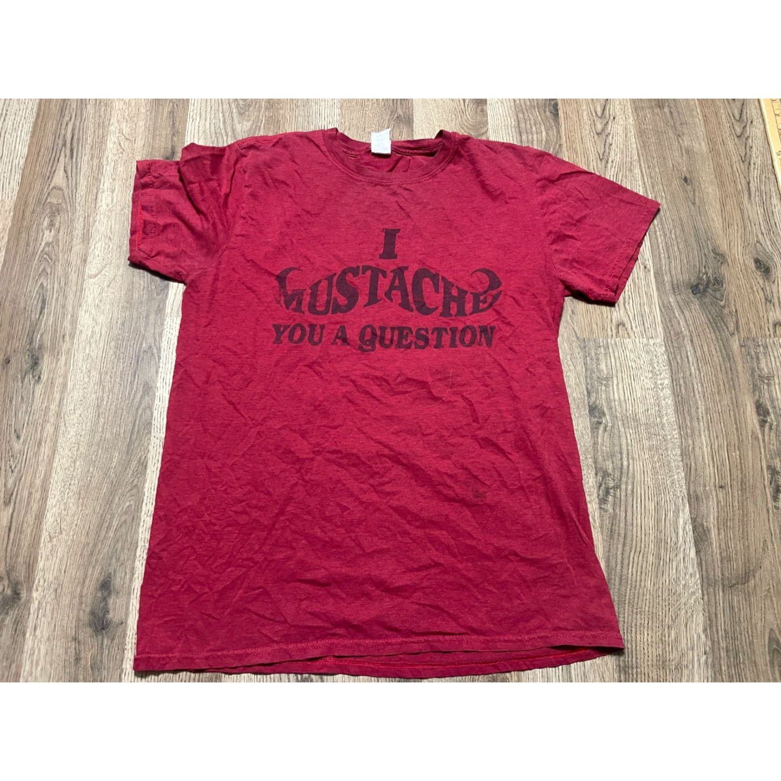 Gildan Gildan Shirt Mens Size M, Red Black, I mustache you a question Humor T-Shirt Size US M / EU 48-50 / 2 - 2 Thumbnail