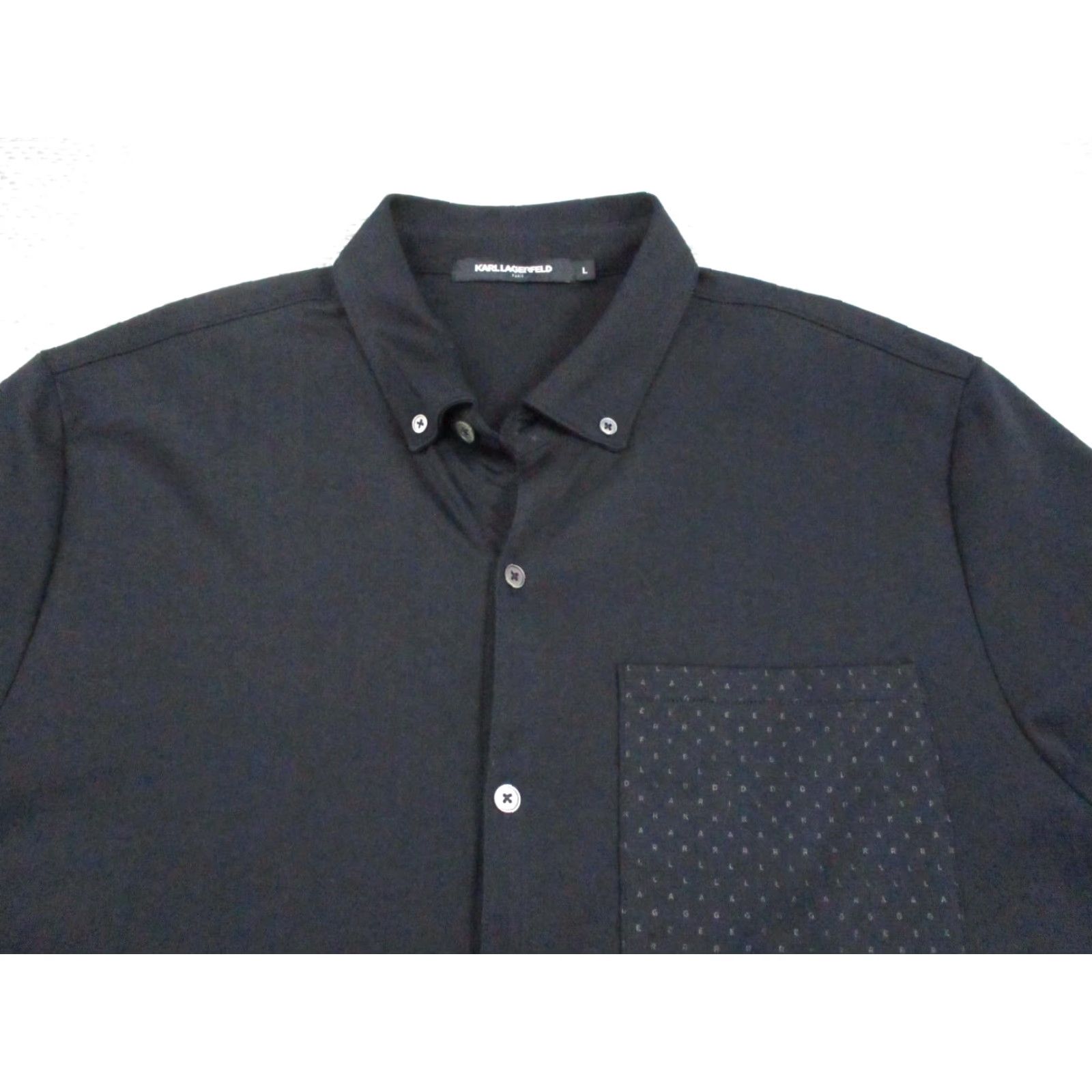Karl Lagerfeld Karl Lagerfeld Shirt Mens Large Black Short Sleeve Button Up Chest Pocket Shirt Size US L / EU 52-54 / 3 - 4 Thumbnail