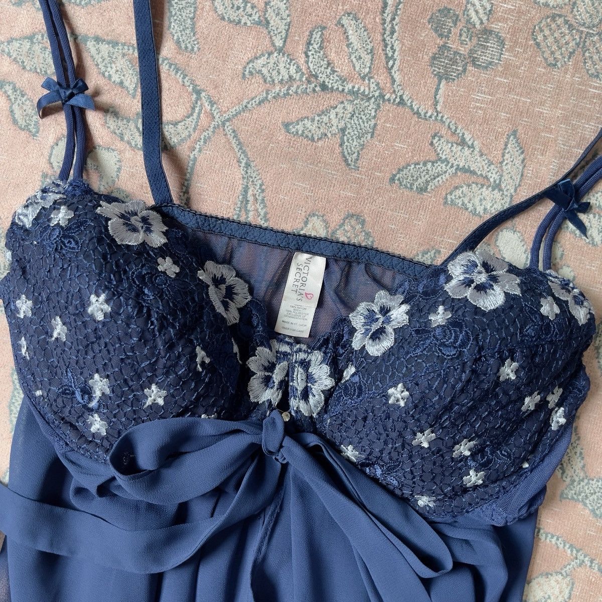 Victoria's Secret Victoria’s Secret 1990s Navy Chiffon Nightgown (S–M) Size M / US 6-8 / IT 42-44 - 20 Thumbnail