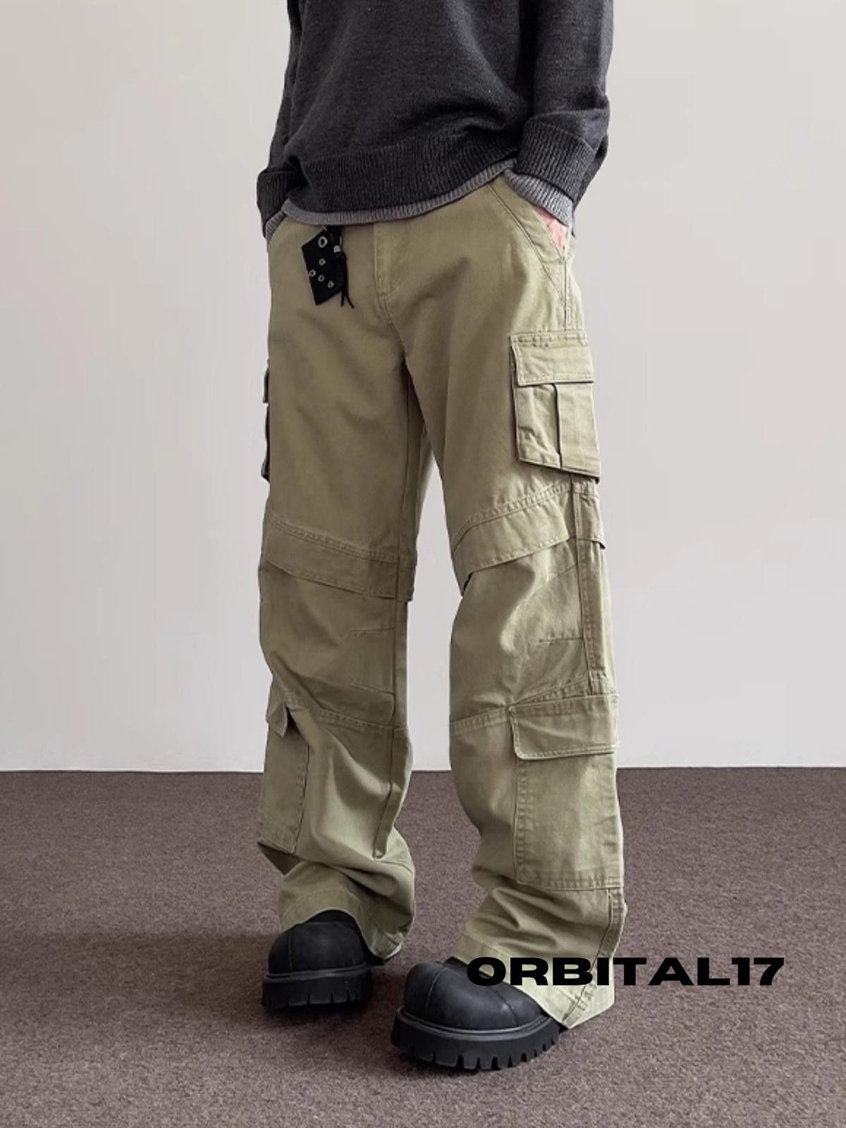 Vintage Green Cargo Micro Flared Pants Size US 30 / EU 46 - 3 Thumbnail