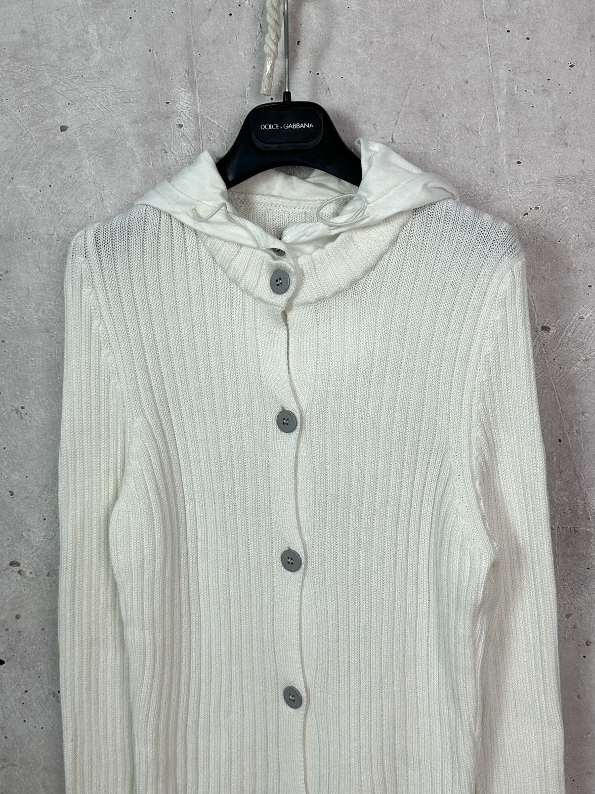 C.P. Company C.P. Company Vintage White Knit Cotton Button Hooded Sweater Size US S / EU 44-46 / 1 - 2 Thumbnail