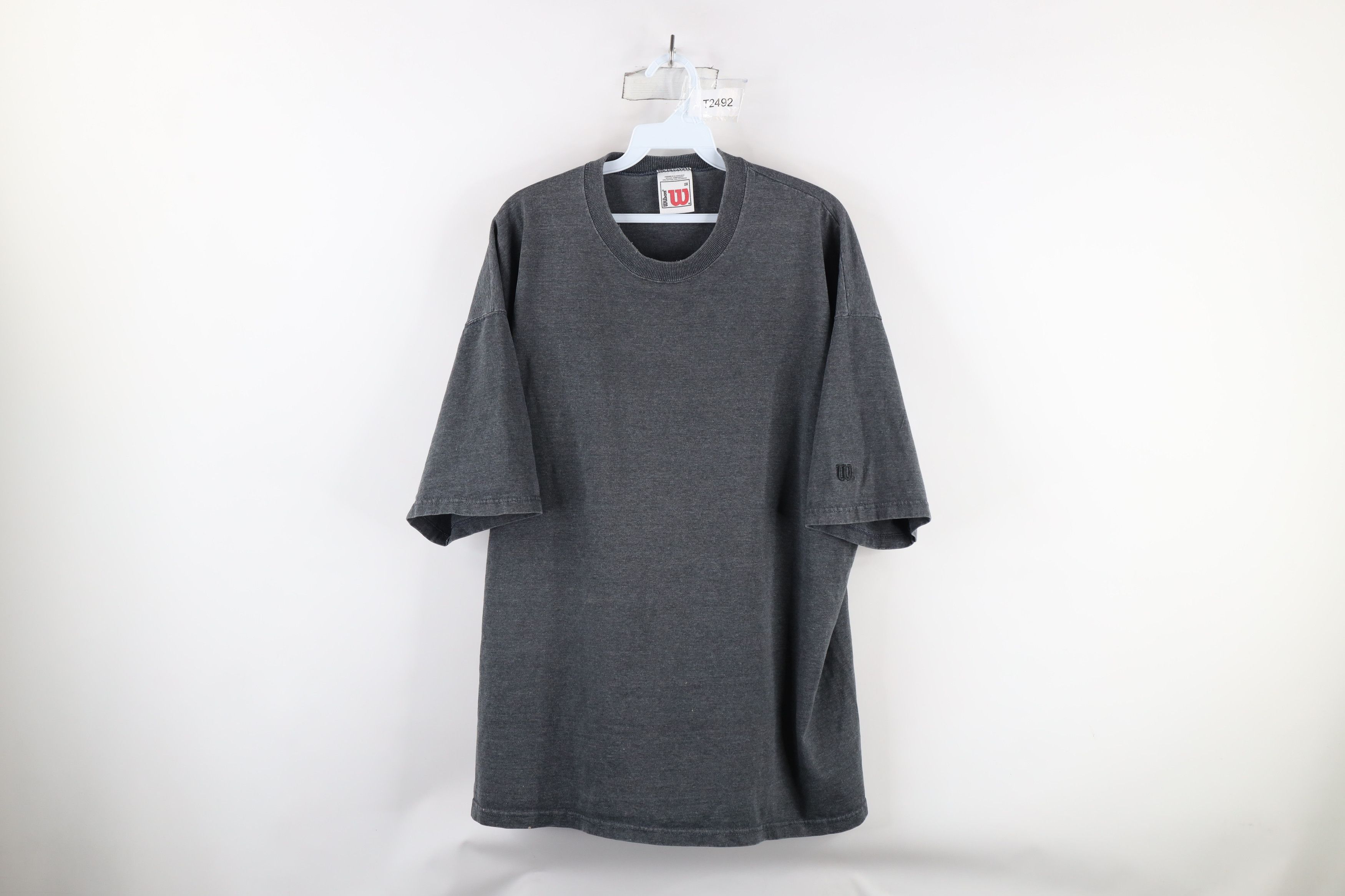 Vintage Vintage 90s Wilson Blank Short Sleeve T-Shirt Heather Gray Size US XXL / EU 58 / 5 - 1 Thumbnail