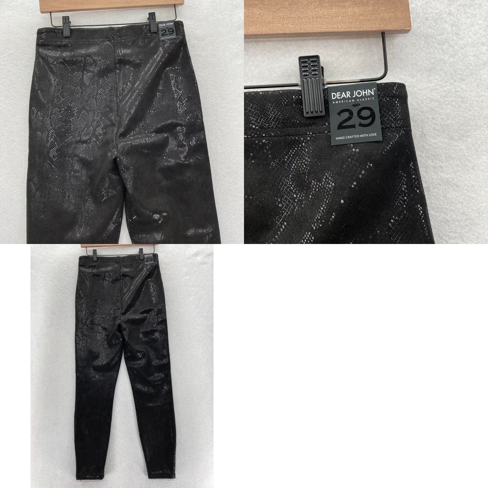 Vintage Dear John Nina Skinny Ankle Pants Women's 29 Black Snakeskin Stretch Side Zip Size 28" / US 6 / IT 42 - 9 Thumbnail