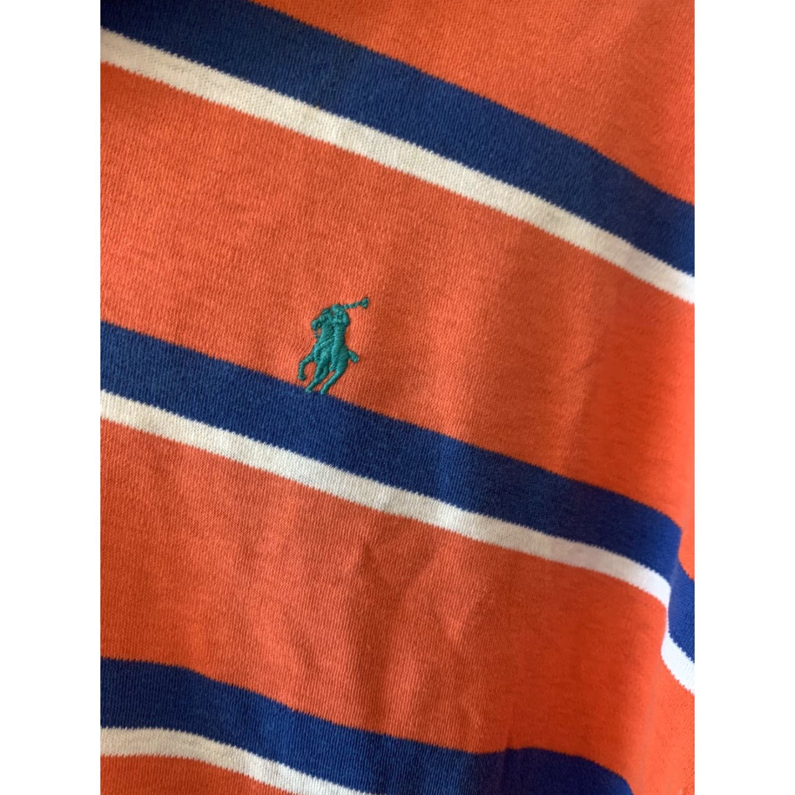 Polo Ralph Lauren VINTAGE Polo Ralph Lauren Shirt XL Collared USA Made Salmon Pink Blue Striped Polo Size US XL / EU 56 / 4 - 3 Thumbnail