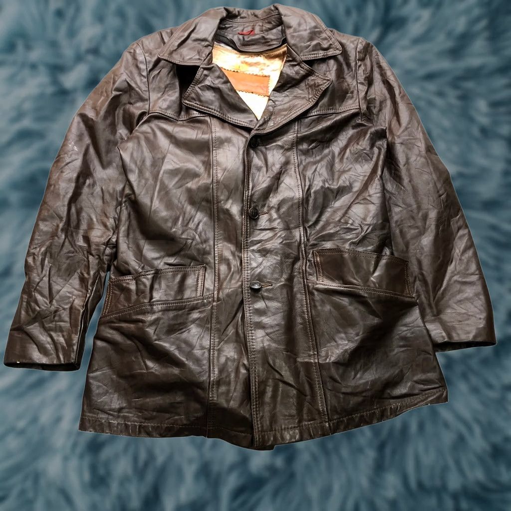 Vintage VINTAGE William Barry Leather Jacket Coat Mens M Brown Mid-Length Jacket with Removable Liner Pockets Zip Button Reg/Regular Graded Vintage Yes Size US M / EU 48-50 / 2 - 1 Thumbnail