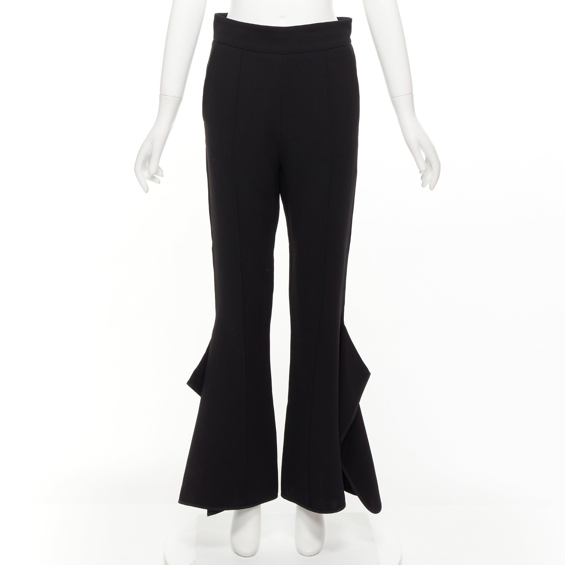 Maticevski MATICEVSKI 2016 Primal black front pleat side ruffles flare leg pants AUS10 M Size 28" / US 6 / IT 42 - 1 Thumbnail