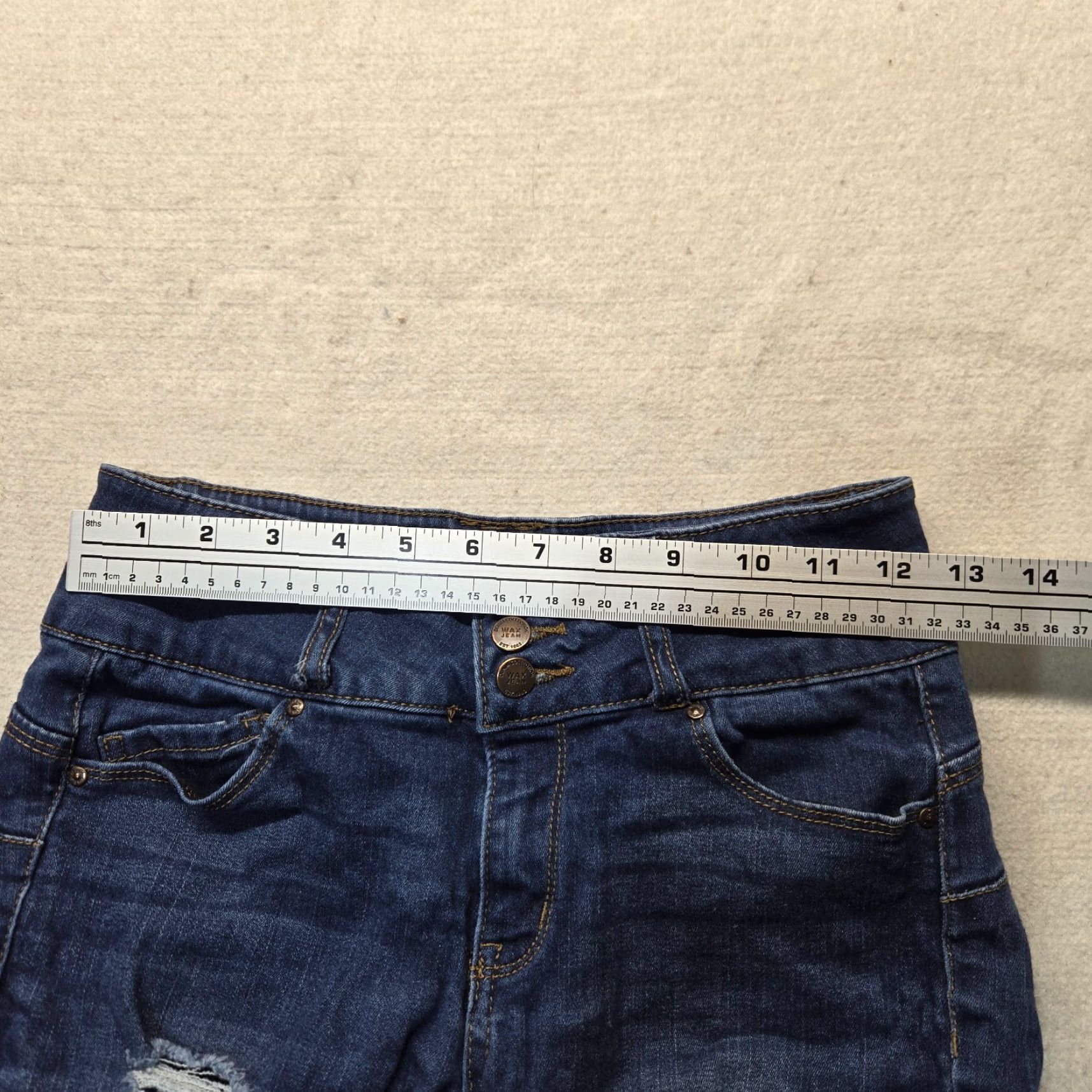 Vintage Wax Jeans Butt I Love You Blue Ultra High Waist Adult Women's 5 Jeans Skinny Love 90s Womens Size 27" / US 4 / IT 40 - 6 Thumbnail