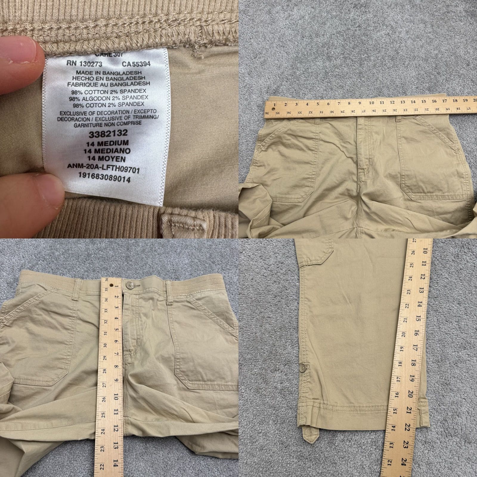 Lee VINTAGE Lee Relaxed Fit Mid Rise Cargo Capri Cropped Pants Womens M Khaki Cotton Size 32" / US 10 / IT 46 - 8 Thumbnail