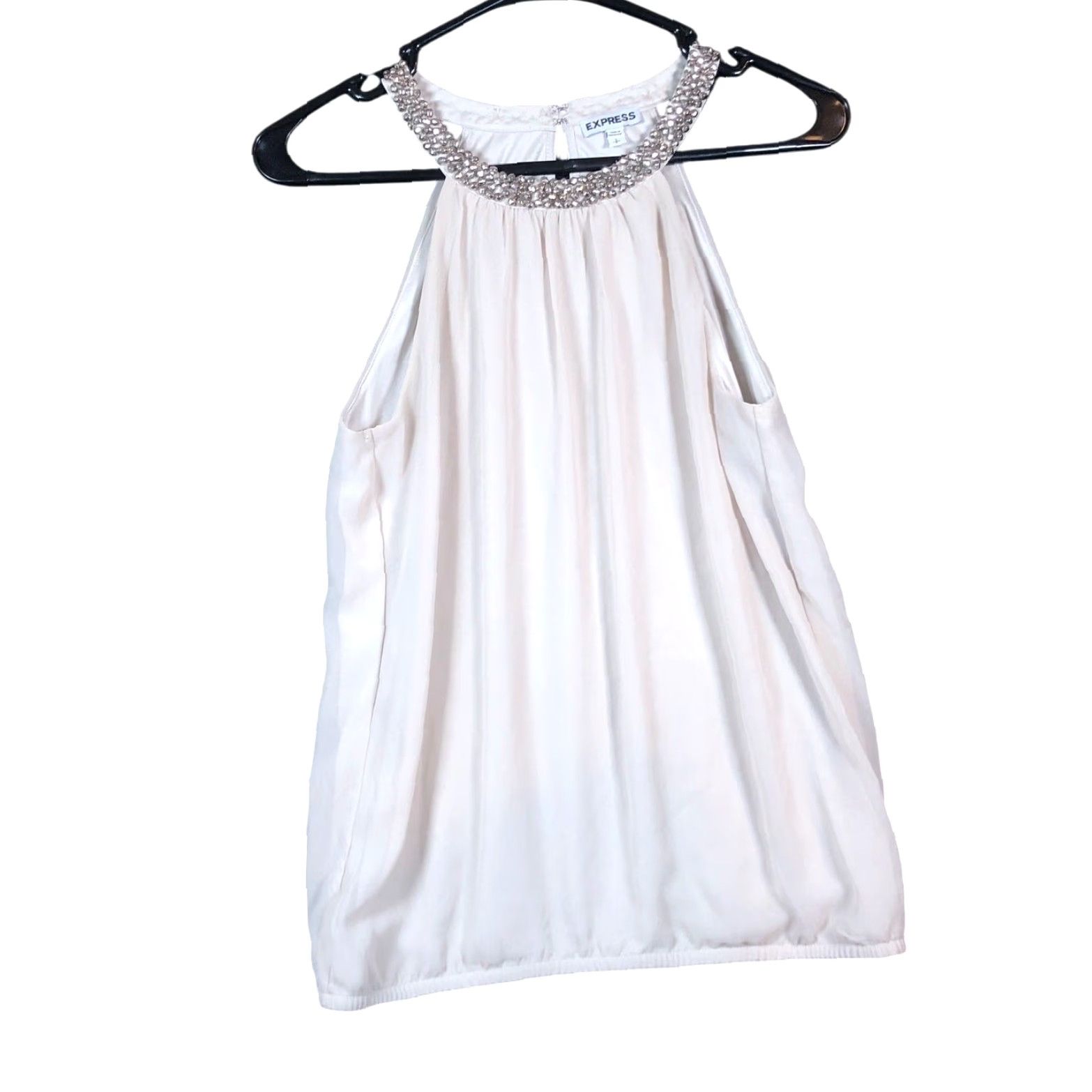 Express Express Blouse Women's Sleeveless High Neck Bejeweled Champagne Small Size S / US 4 / IT 40 - 2 Thumbnail