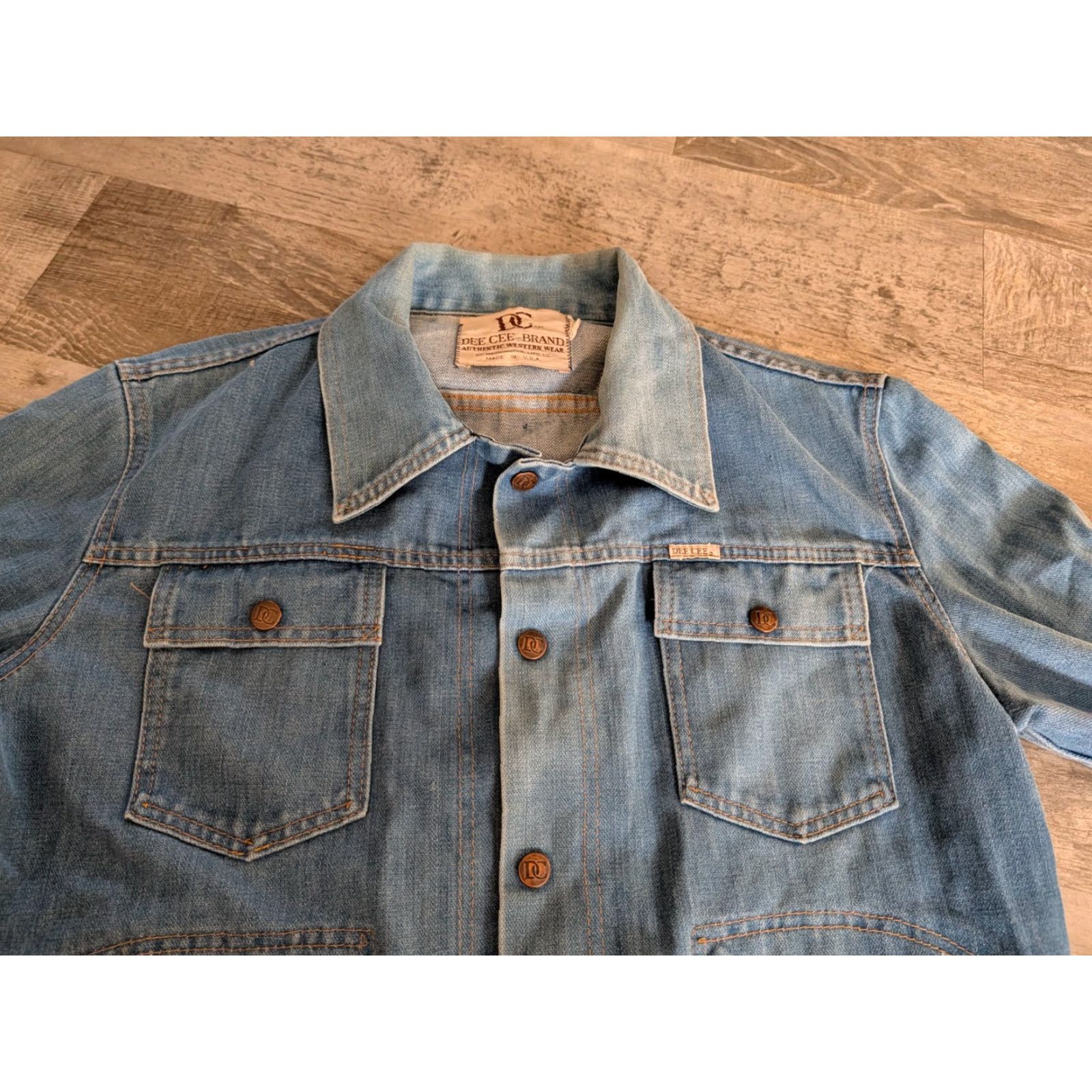 Denime VINTAGE Dee Cee Denim Trucker Jacket Size 42 Blue Classic Casual USA Made 70s/80s Unisex Adults Size 28" / US 6 / IT 42 - 6 Thumbnail